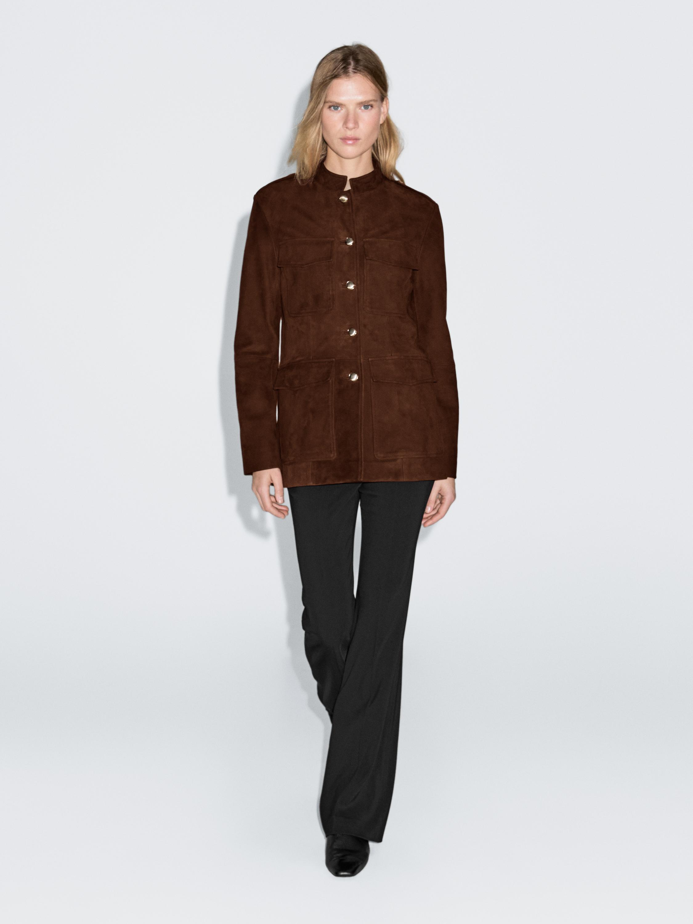 Suede leather safari jacket
