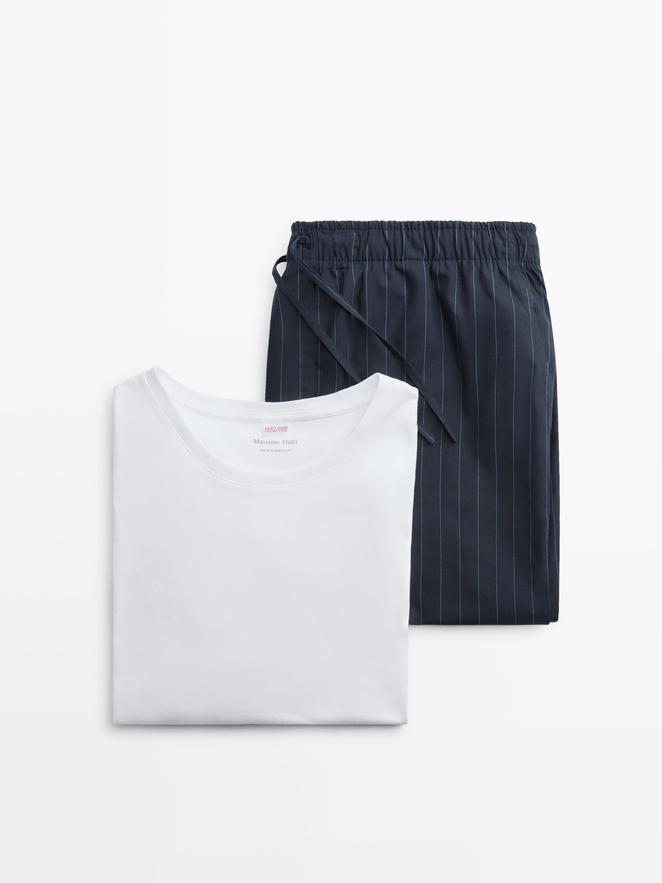 Pijama camiseta manga corta pantalón rayas