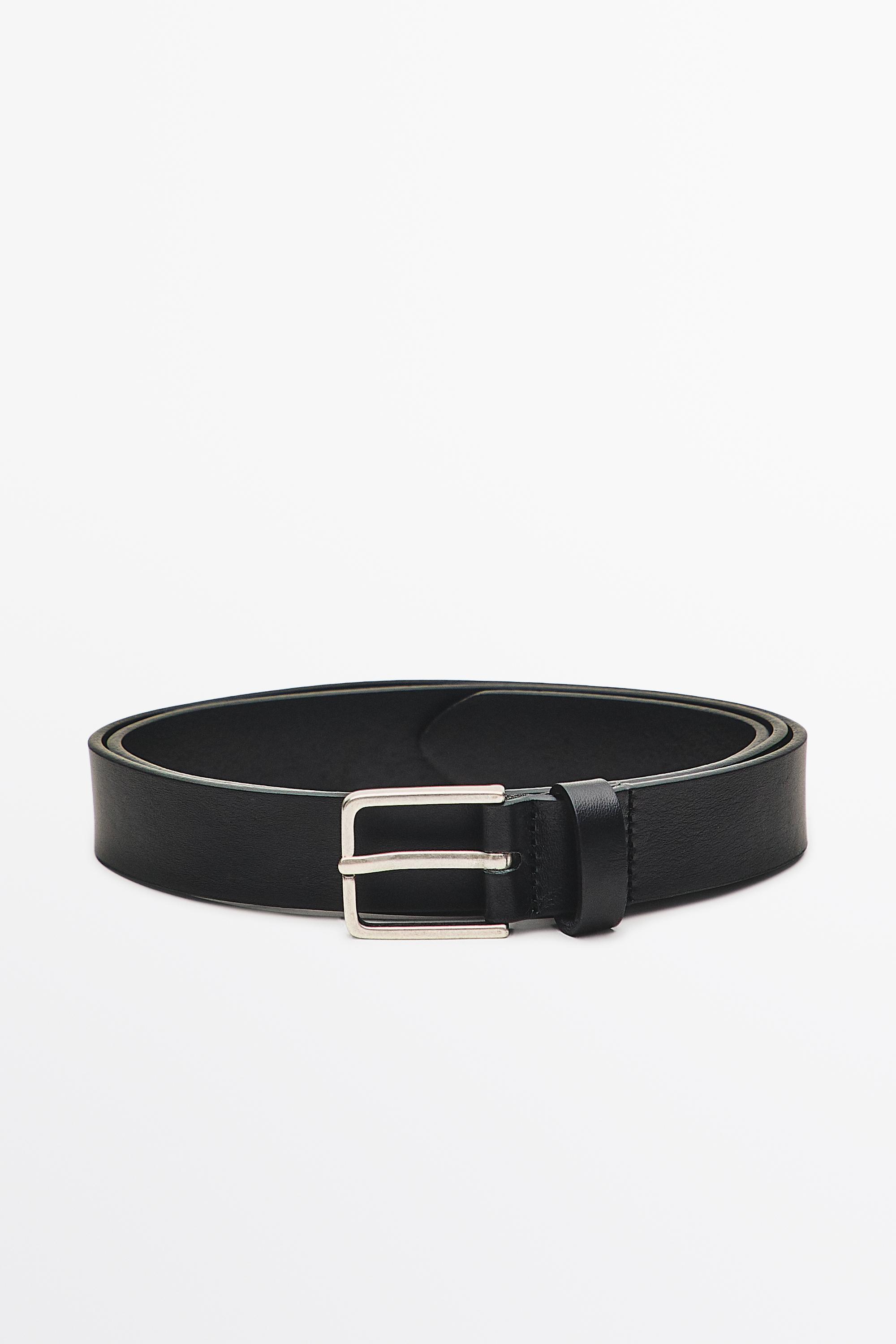 Nappa leather belt with rectangular buckle — BLACK