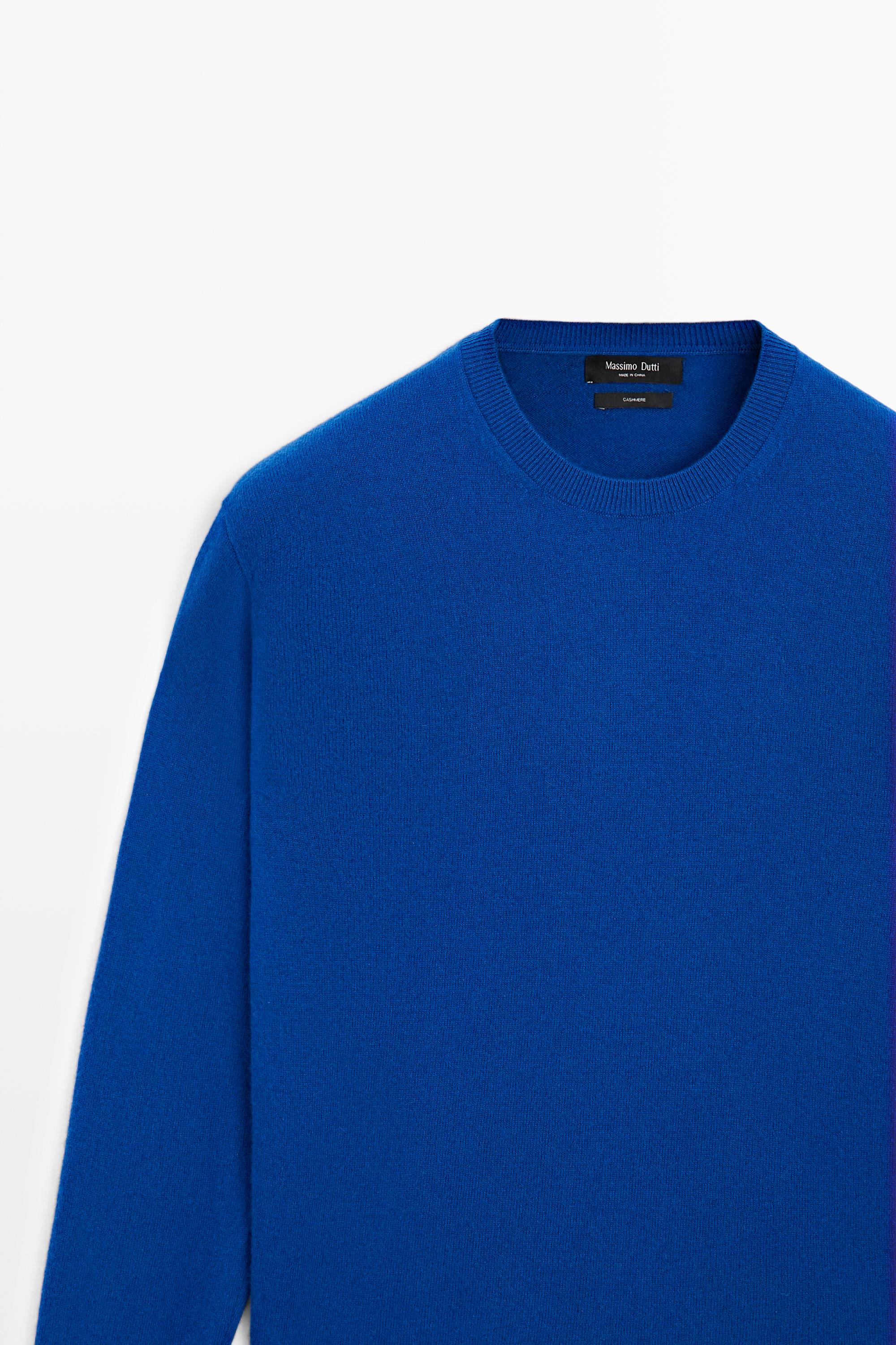 100% cashmere ribbed knit sweater — Blue