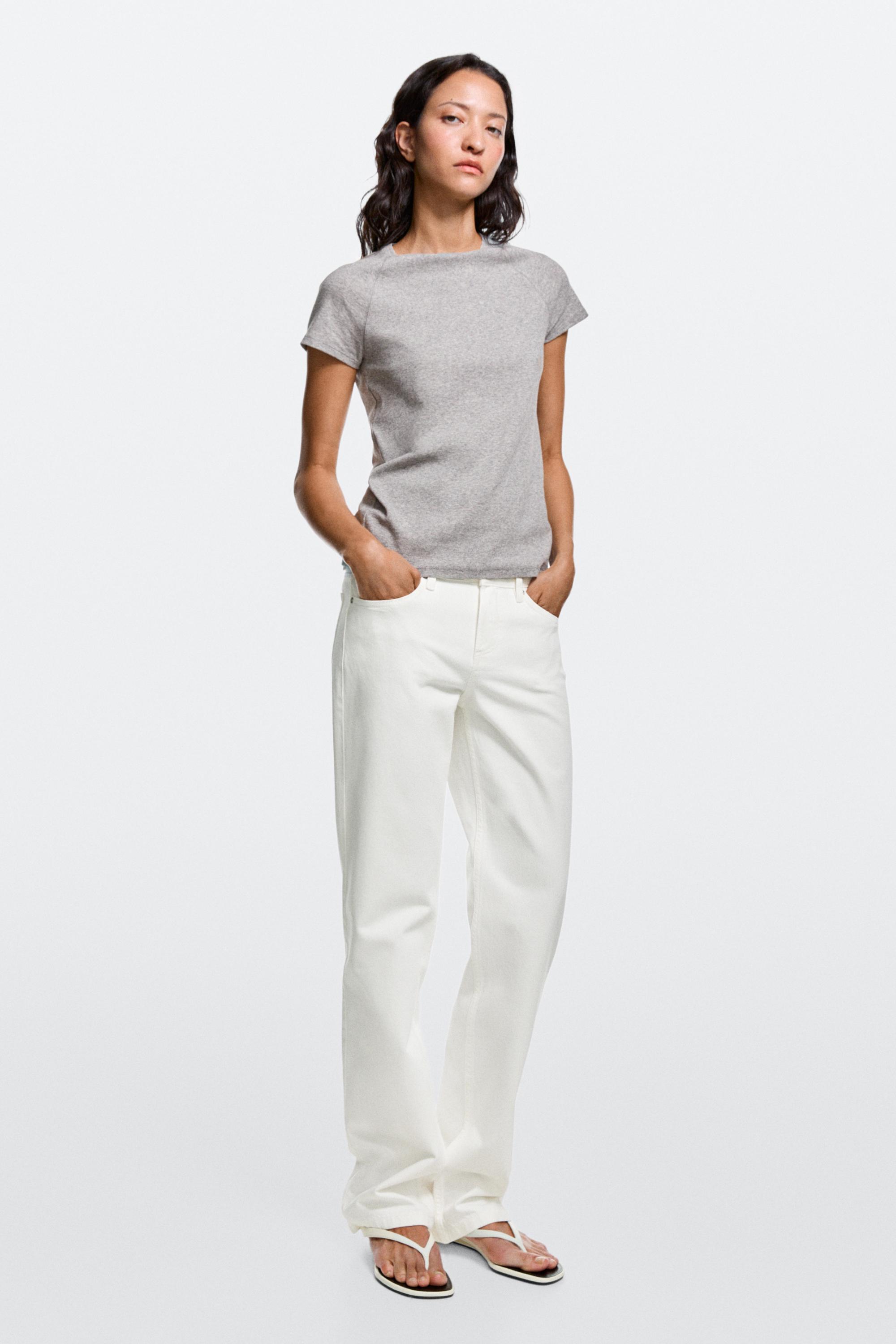 Low-rise straight-leg jeans — Off white