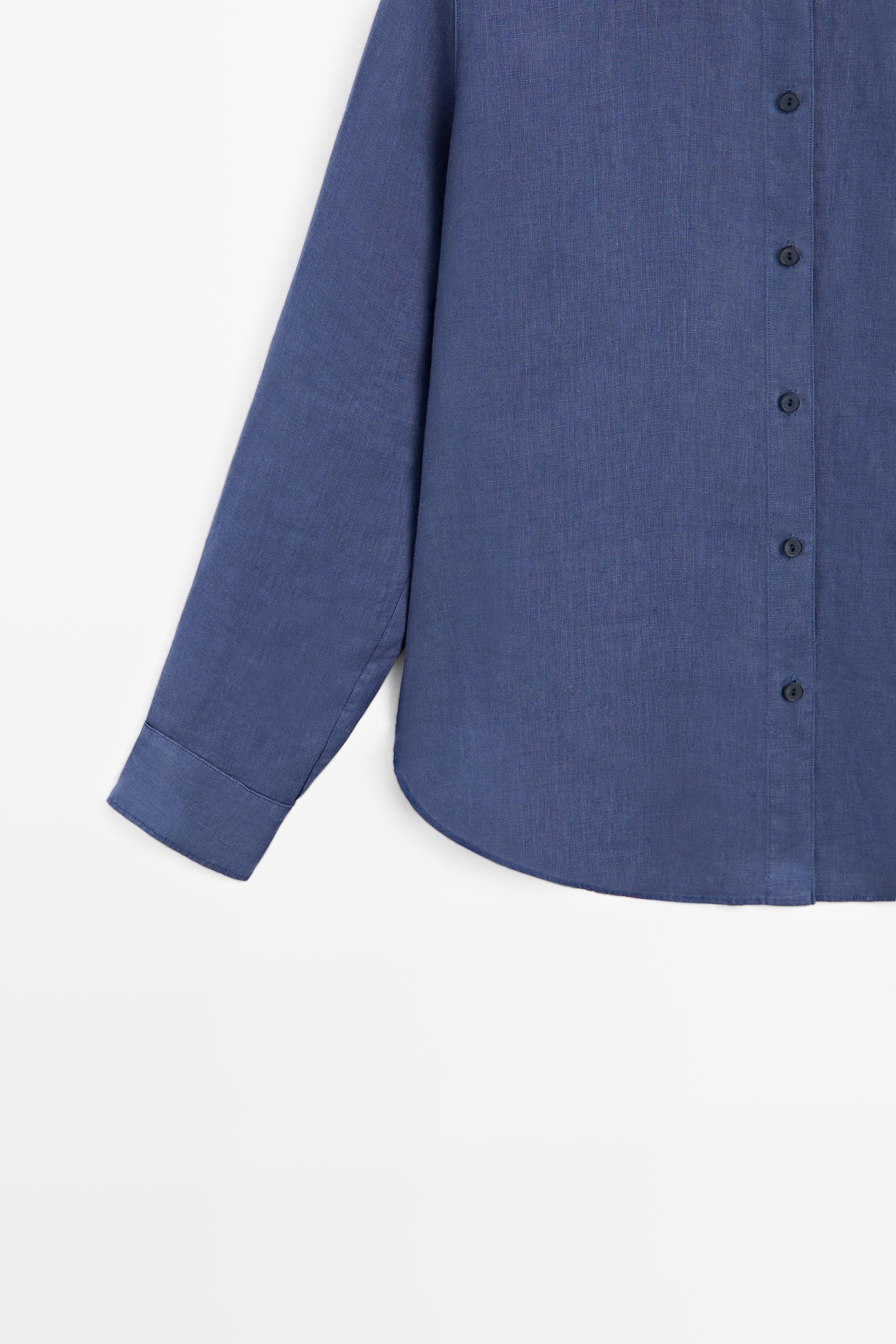 Flowing 100% linen shirt — DEEP BLUE