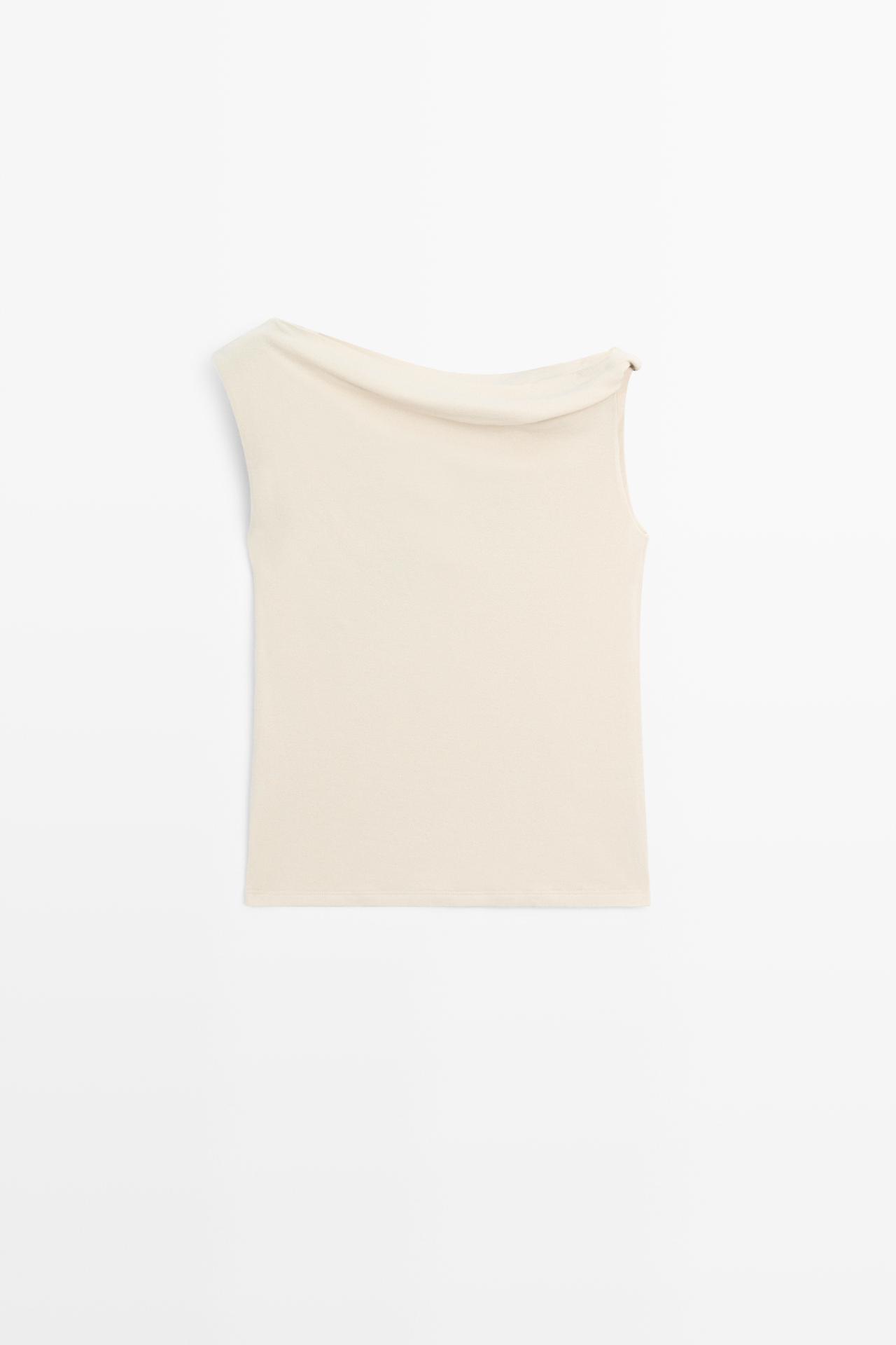 Asymmetric drop sleeve top — SAND