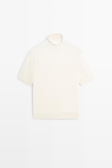 Wool blend turtleneck knit sweater — CREAM 2