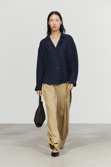 Flowing double-breasted shirt — Dark Blue 1