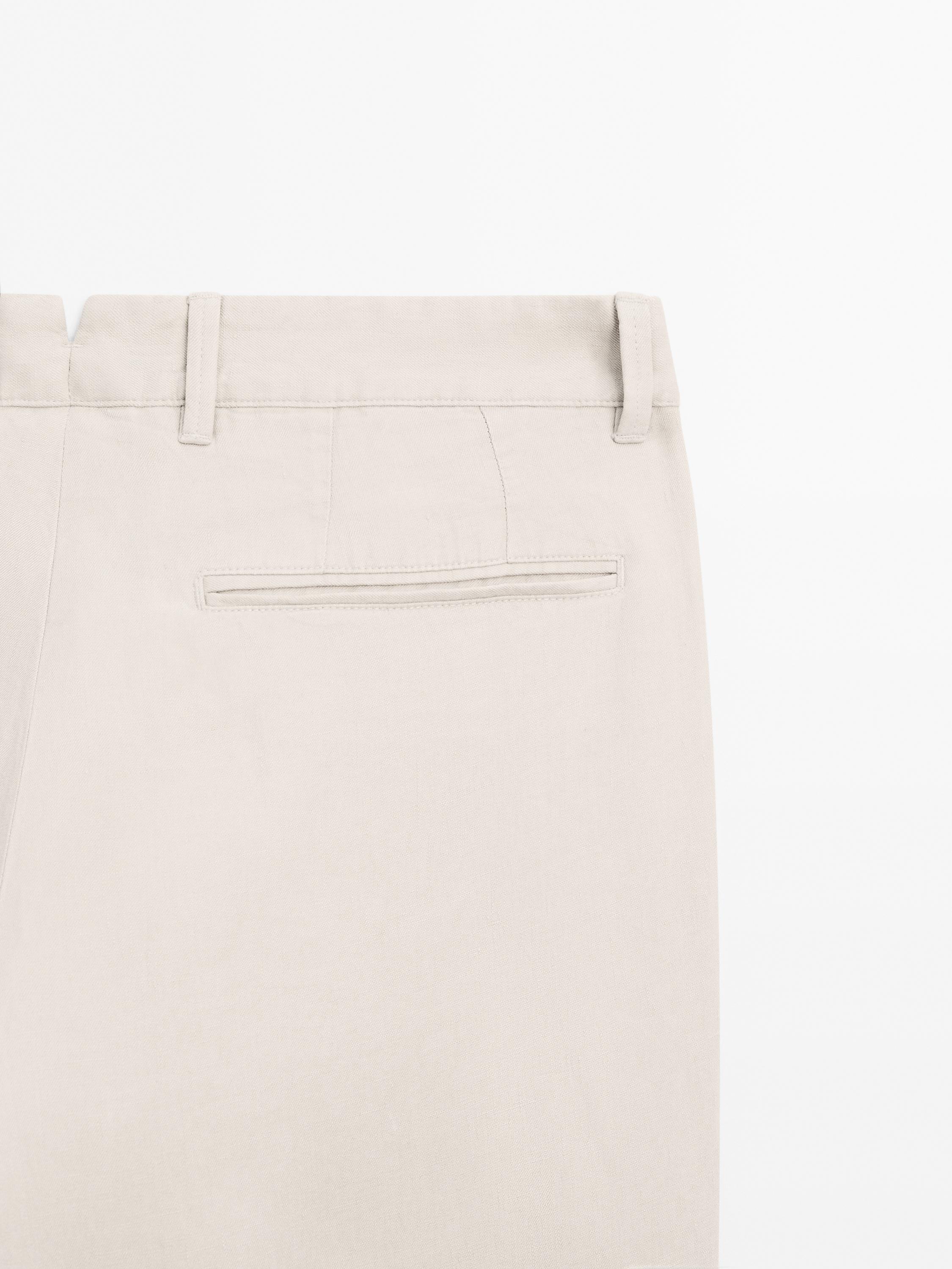 Kalhoty tapered fit 100% len