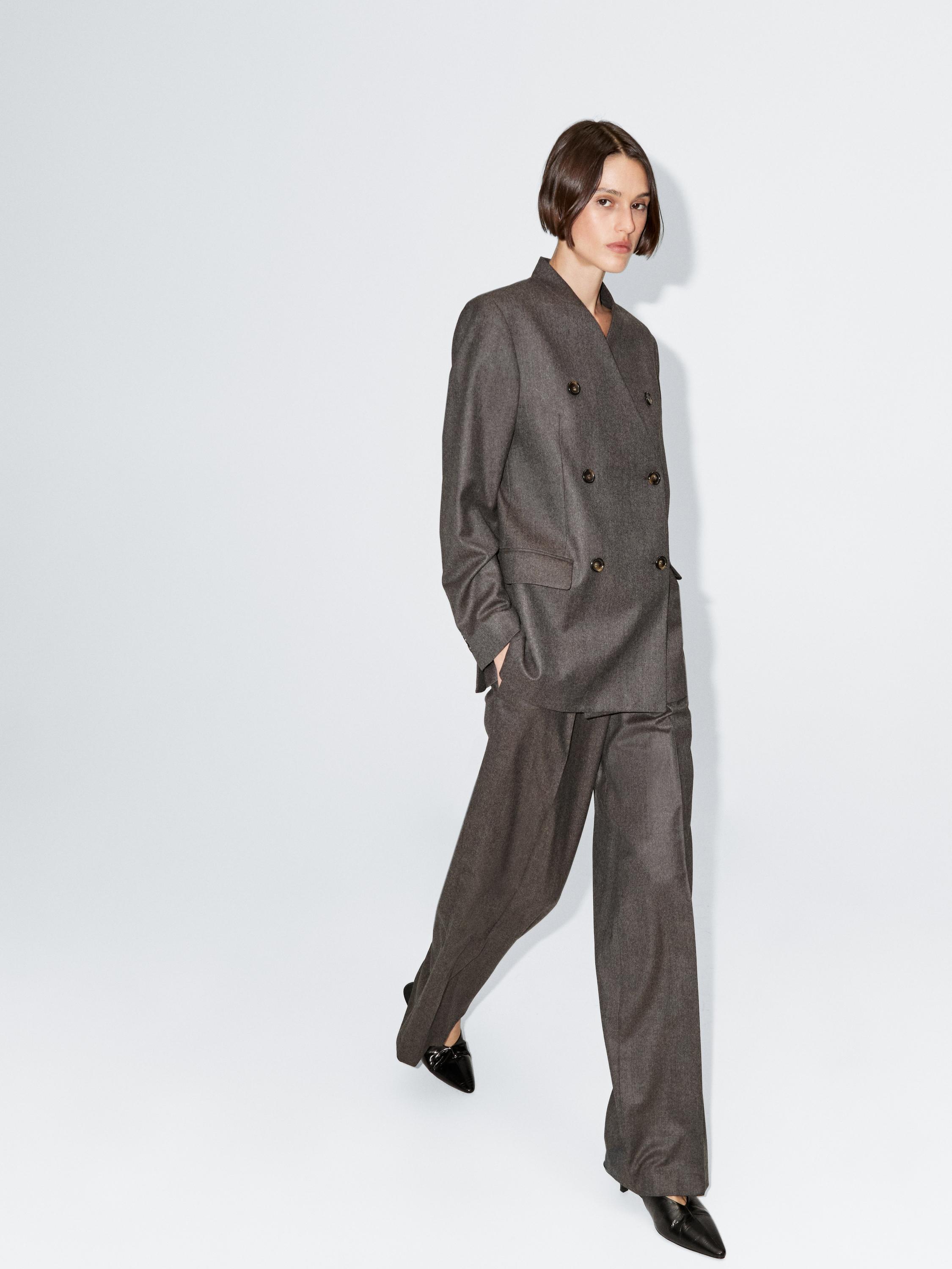 100% wool melange suit trousers