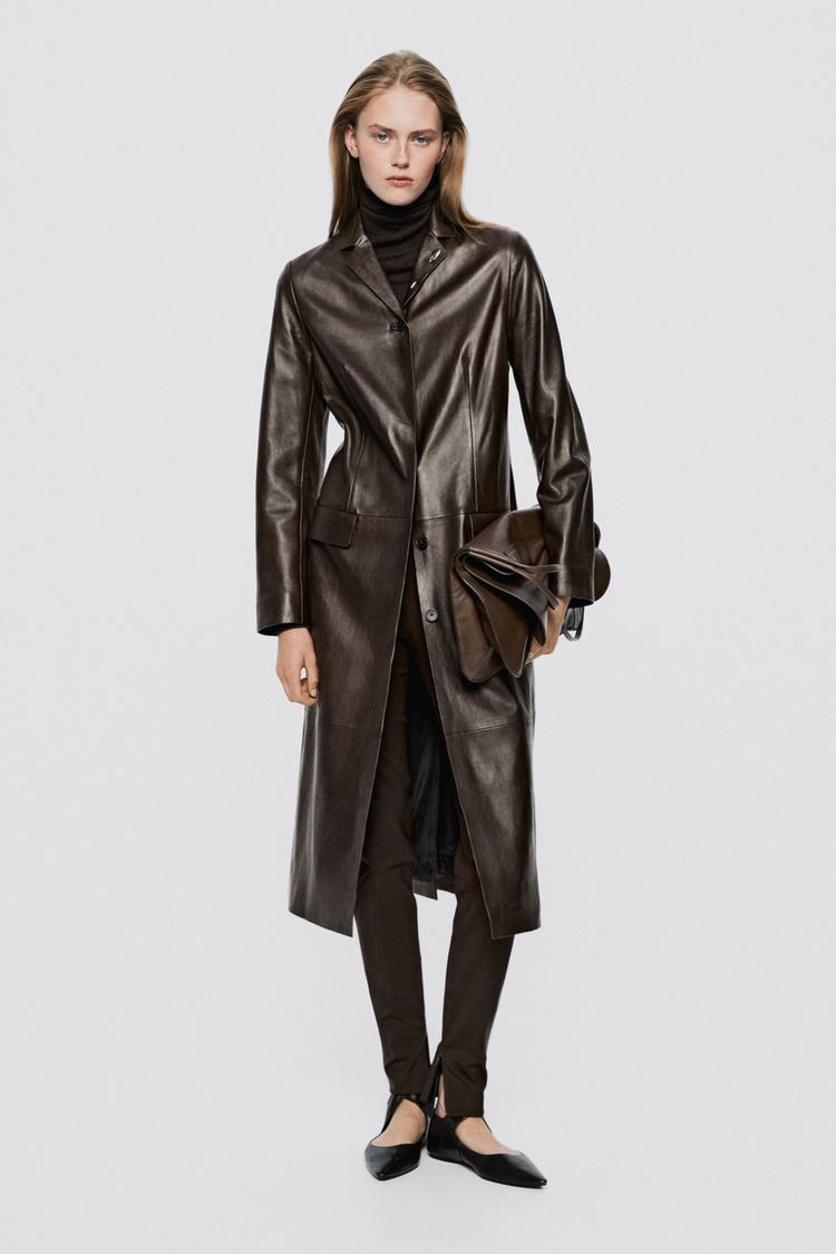 Fitted leather coat - LIMITED EDITION — BROWN