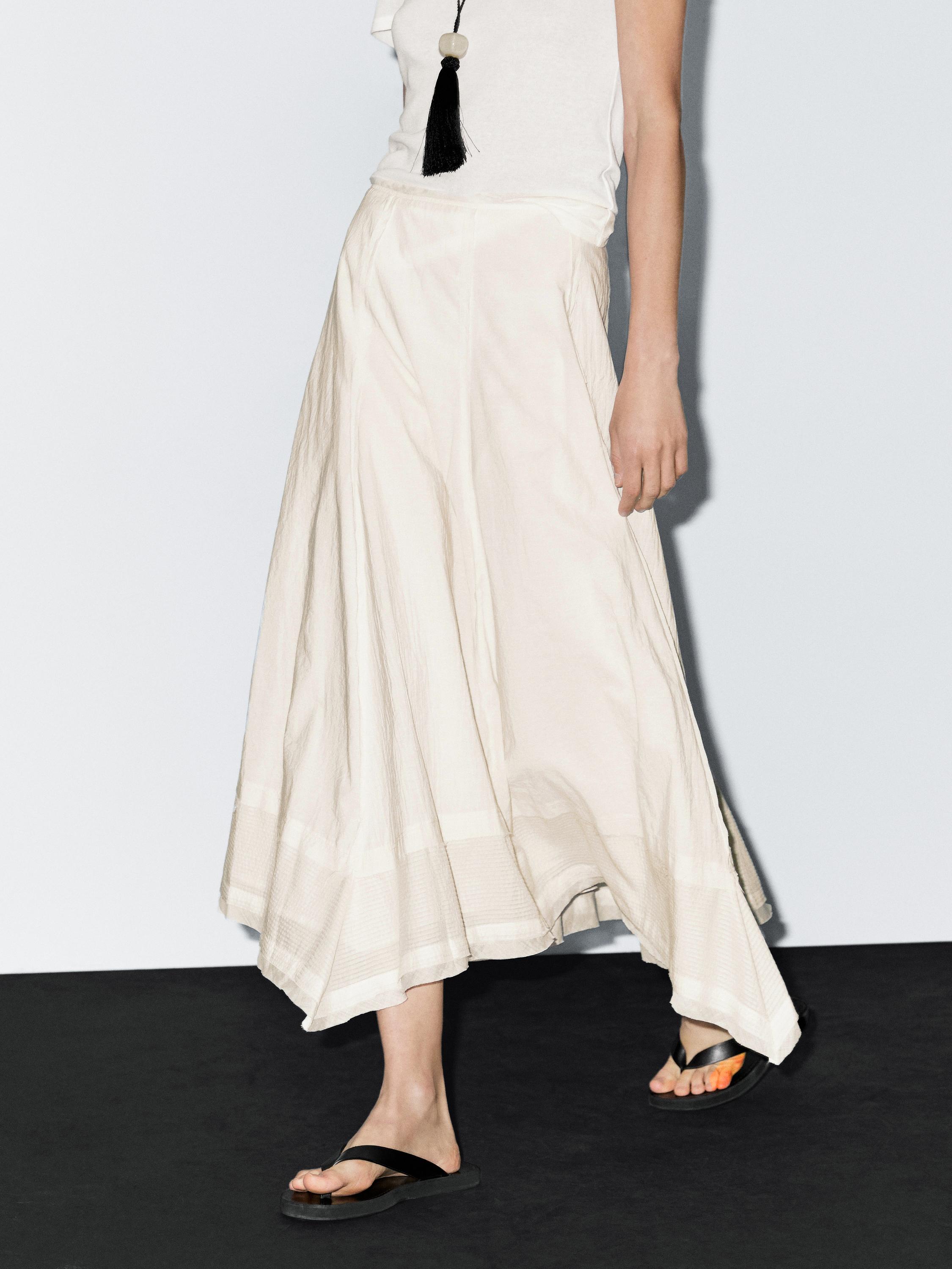 Юбка миди из смесового хлопка с декоративными швами