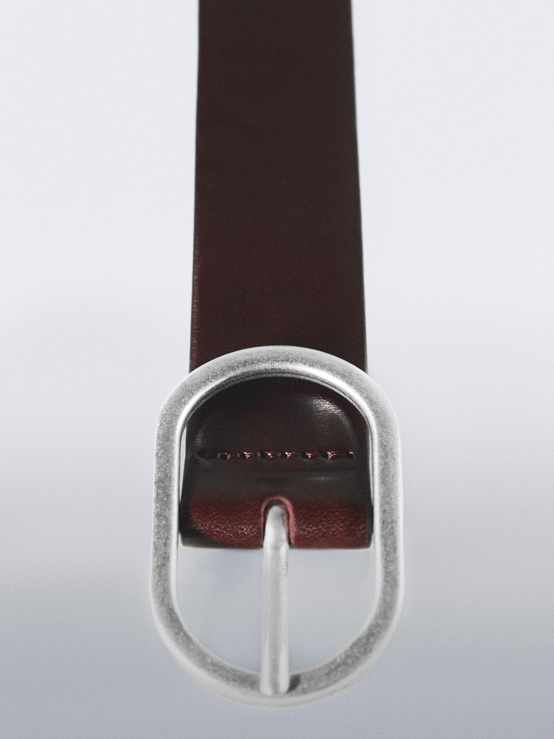 Ceinture Boucle Ovale En Cuir Nubuck - Marron - S / 80cm - Massimo Dutti - Femme