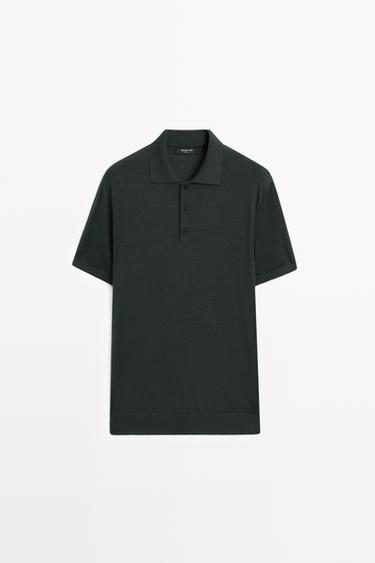 Wool blend knit polo shirt — Greyish green 2