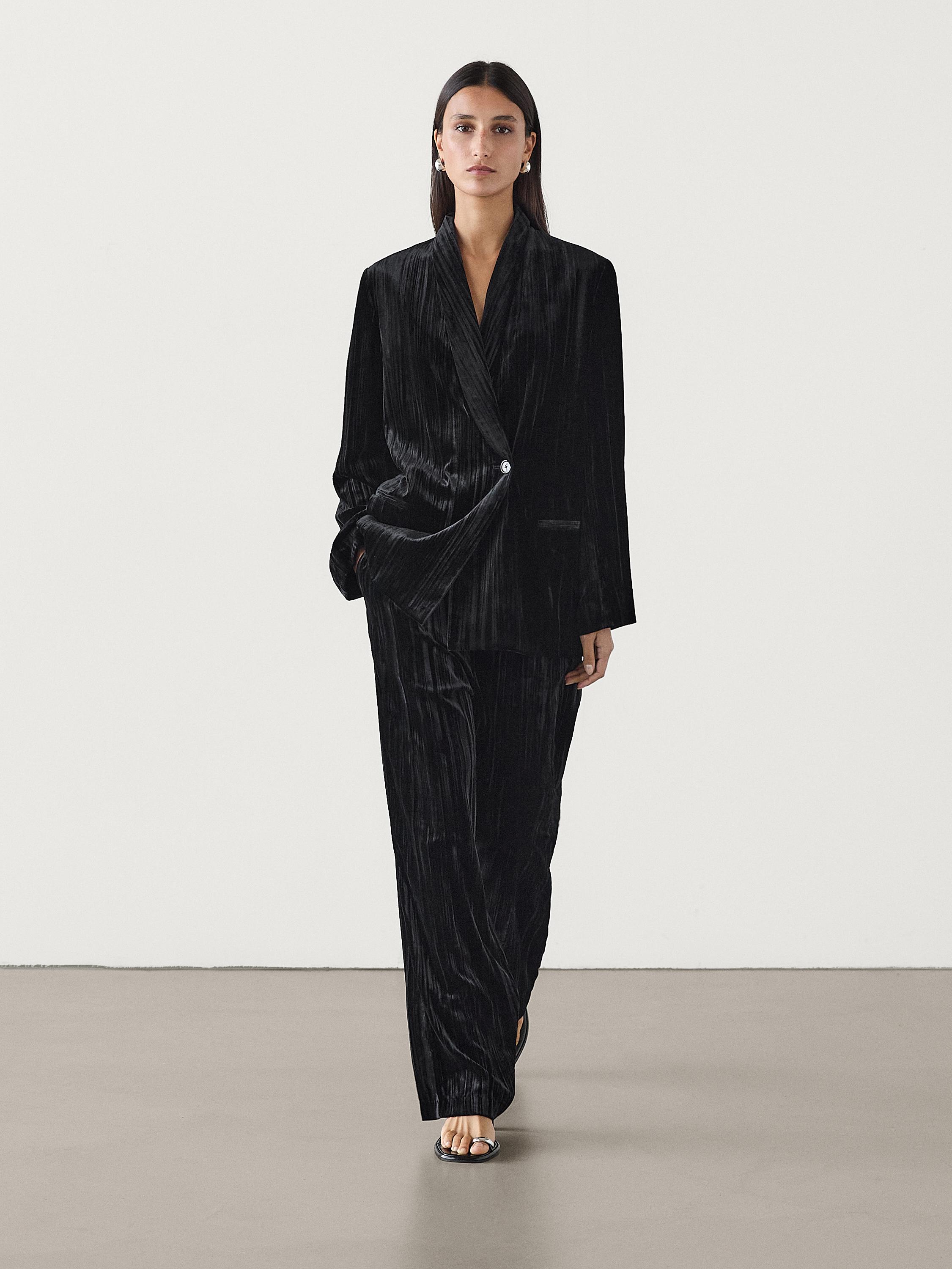 Flowing crushed velvet trousers