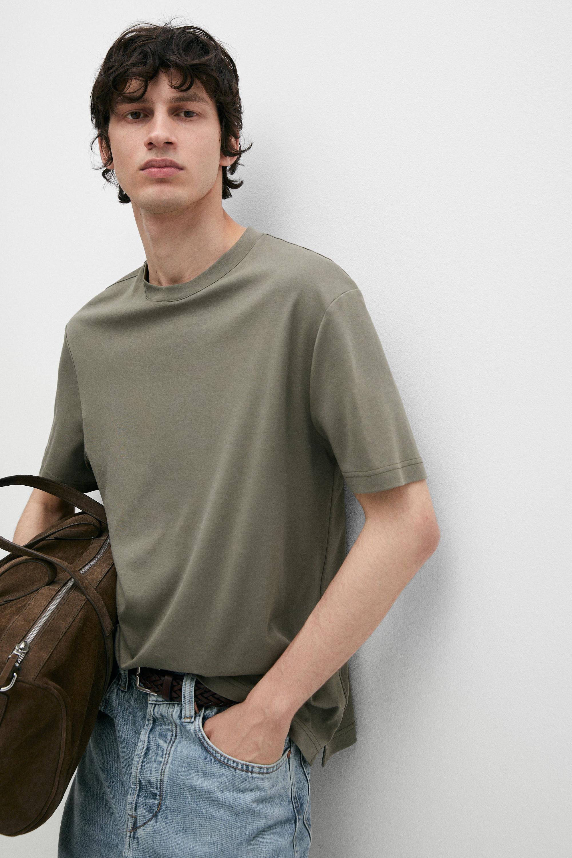 100% cotton short-sleeve T-shirt — PALE KHAKI