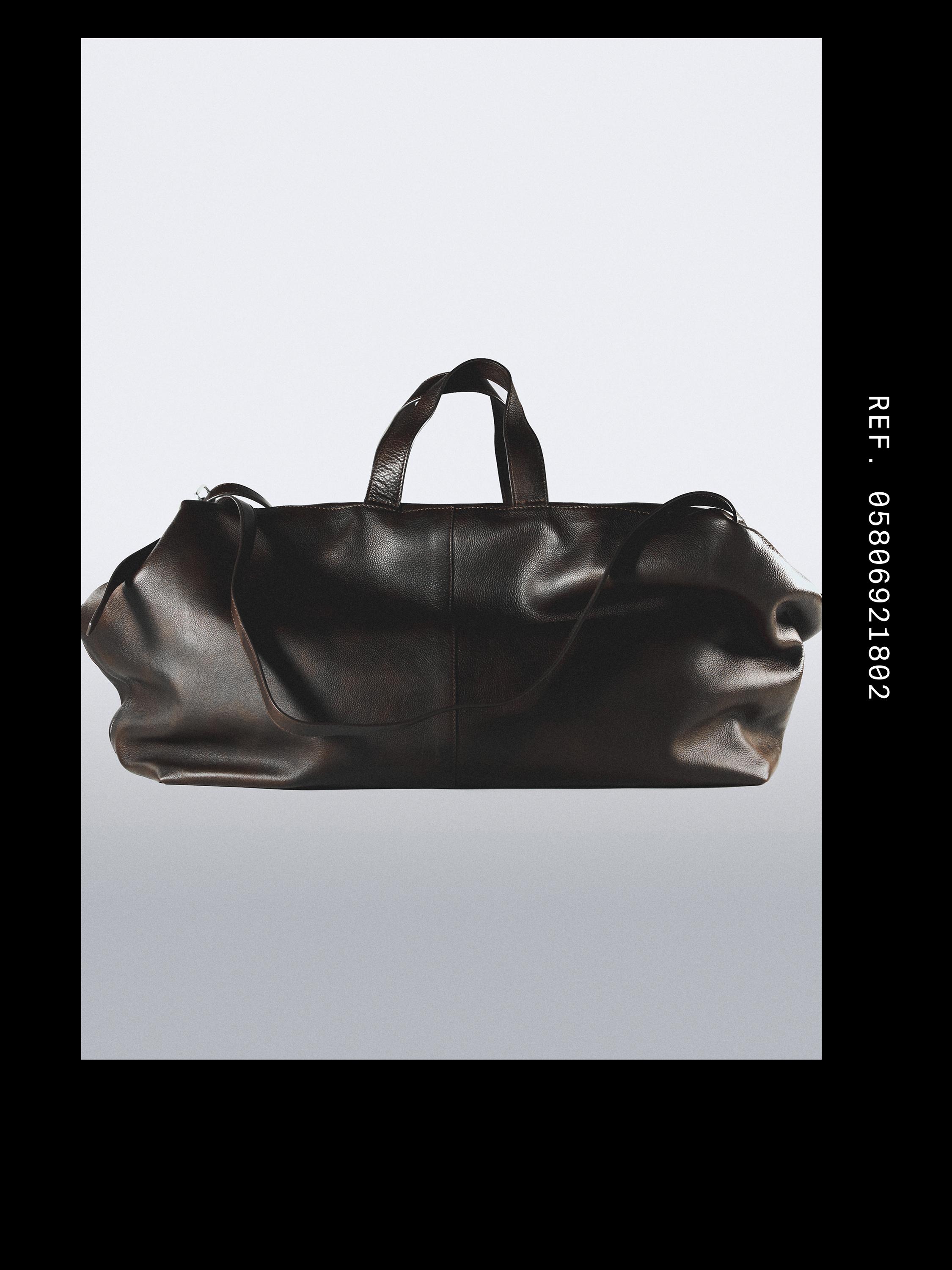 Nappa leather maxi duffle bag — BROWN