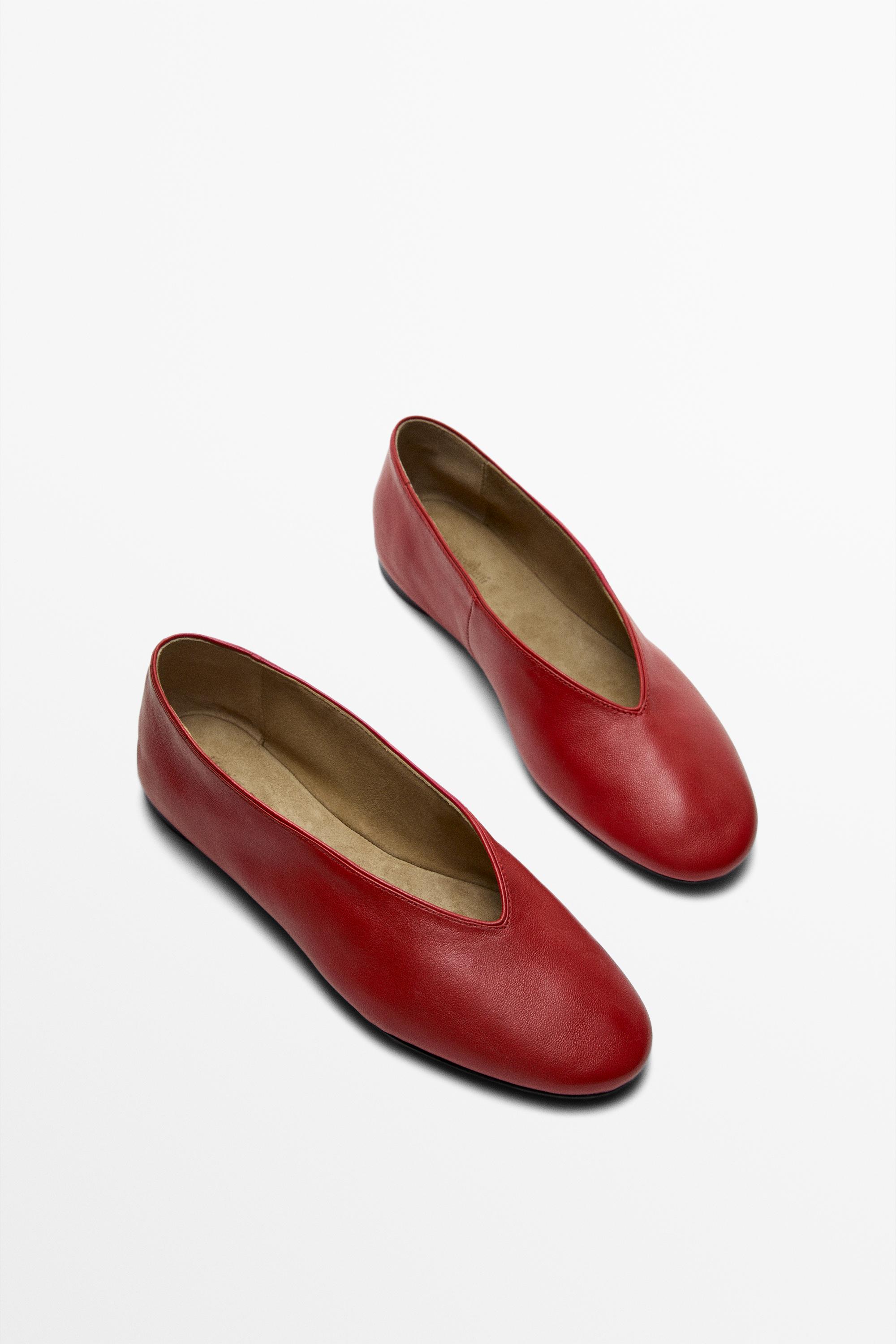 Soft leather ballerinas — RED