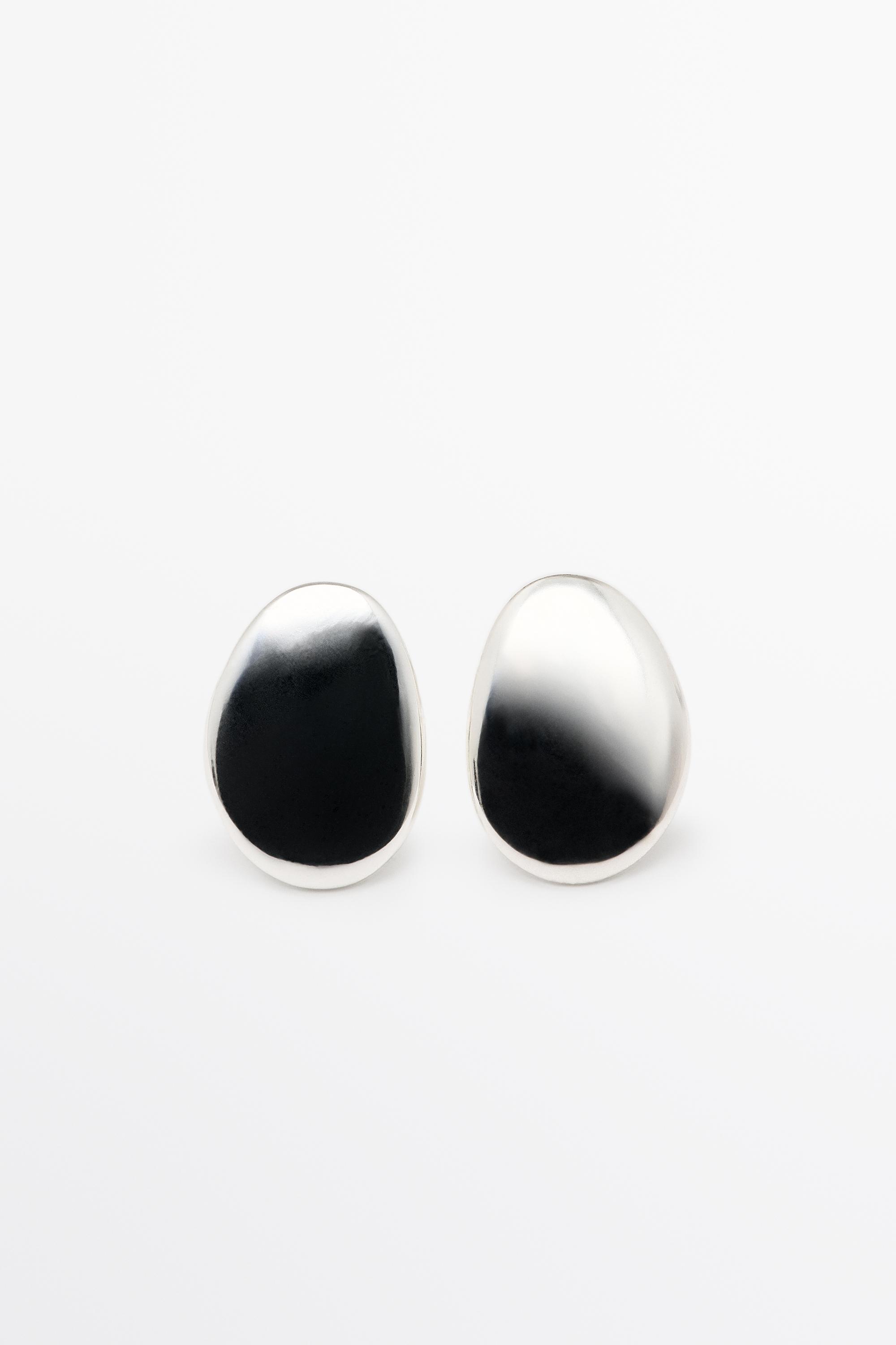 Irregular flat earrings — SILVER