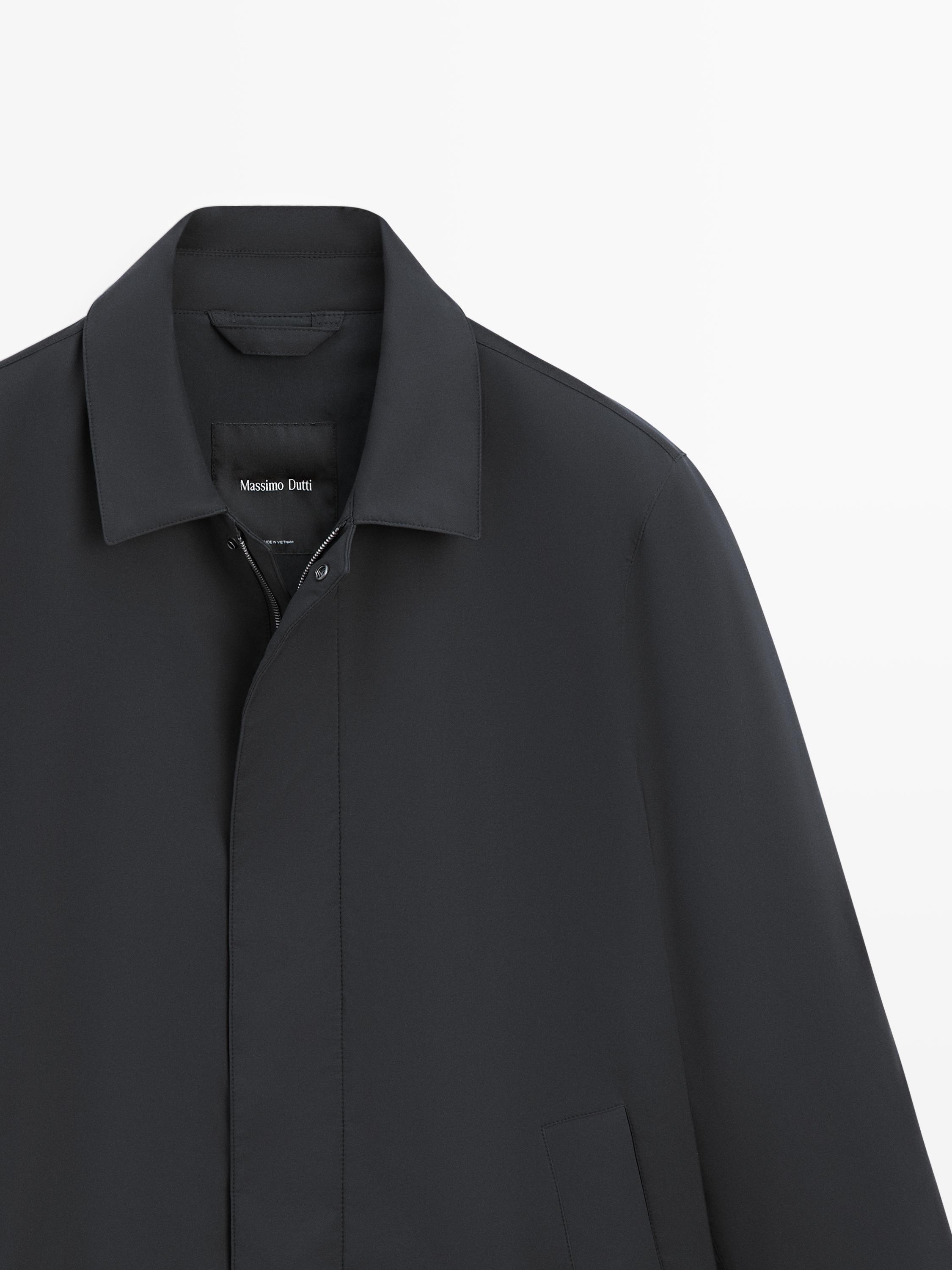Water-repellent fabric trench coat — NAVY BLUE