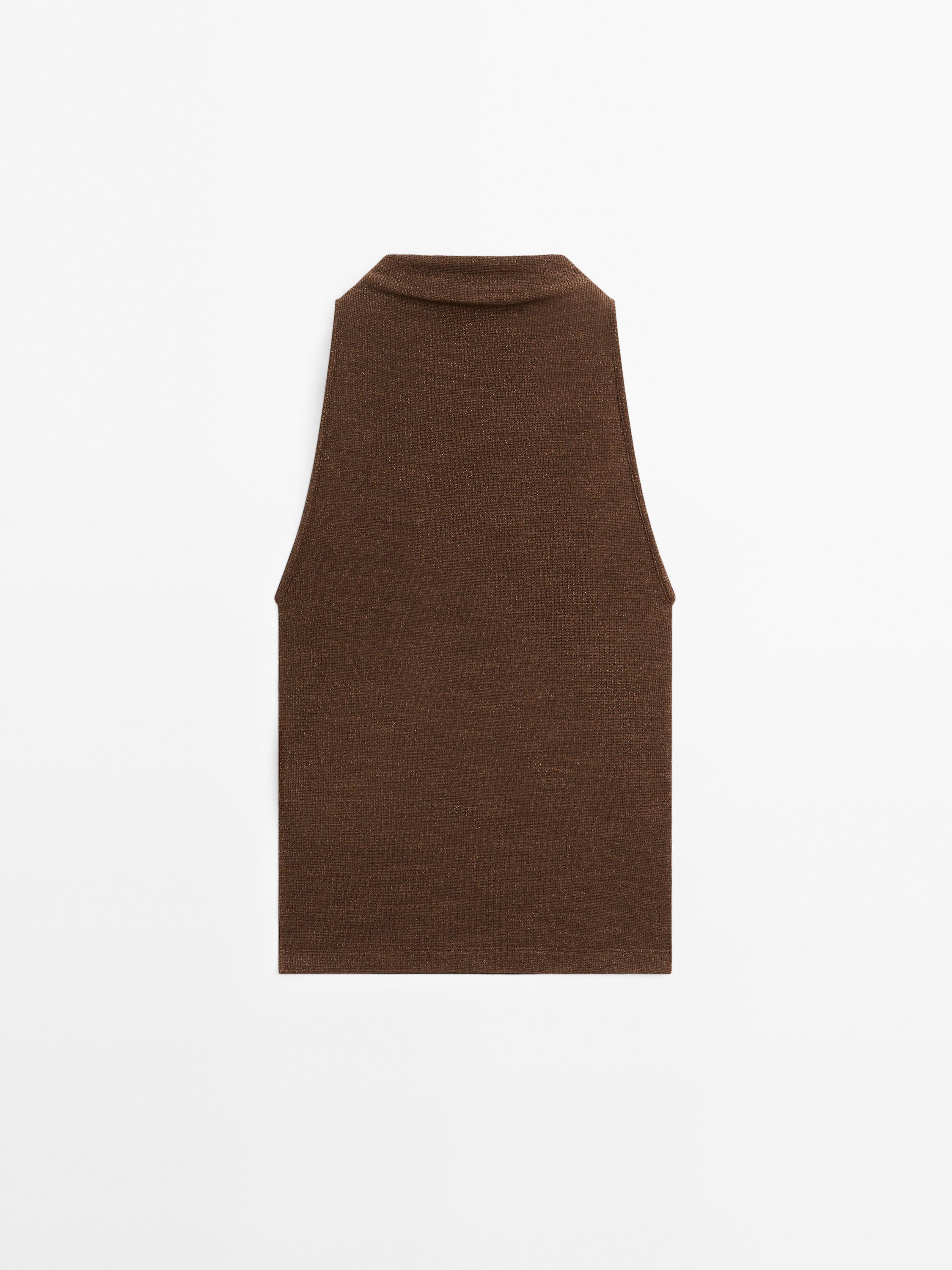 Metallic-effect halterneck top