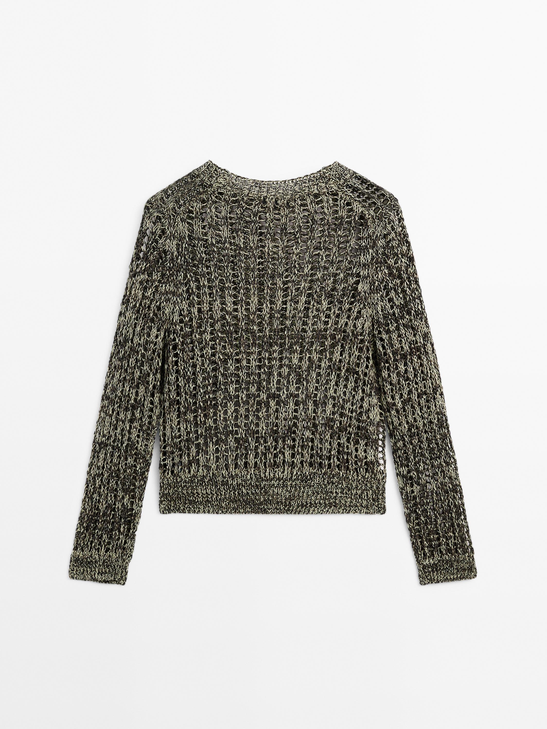 Cotton blend cutwork sweater