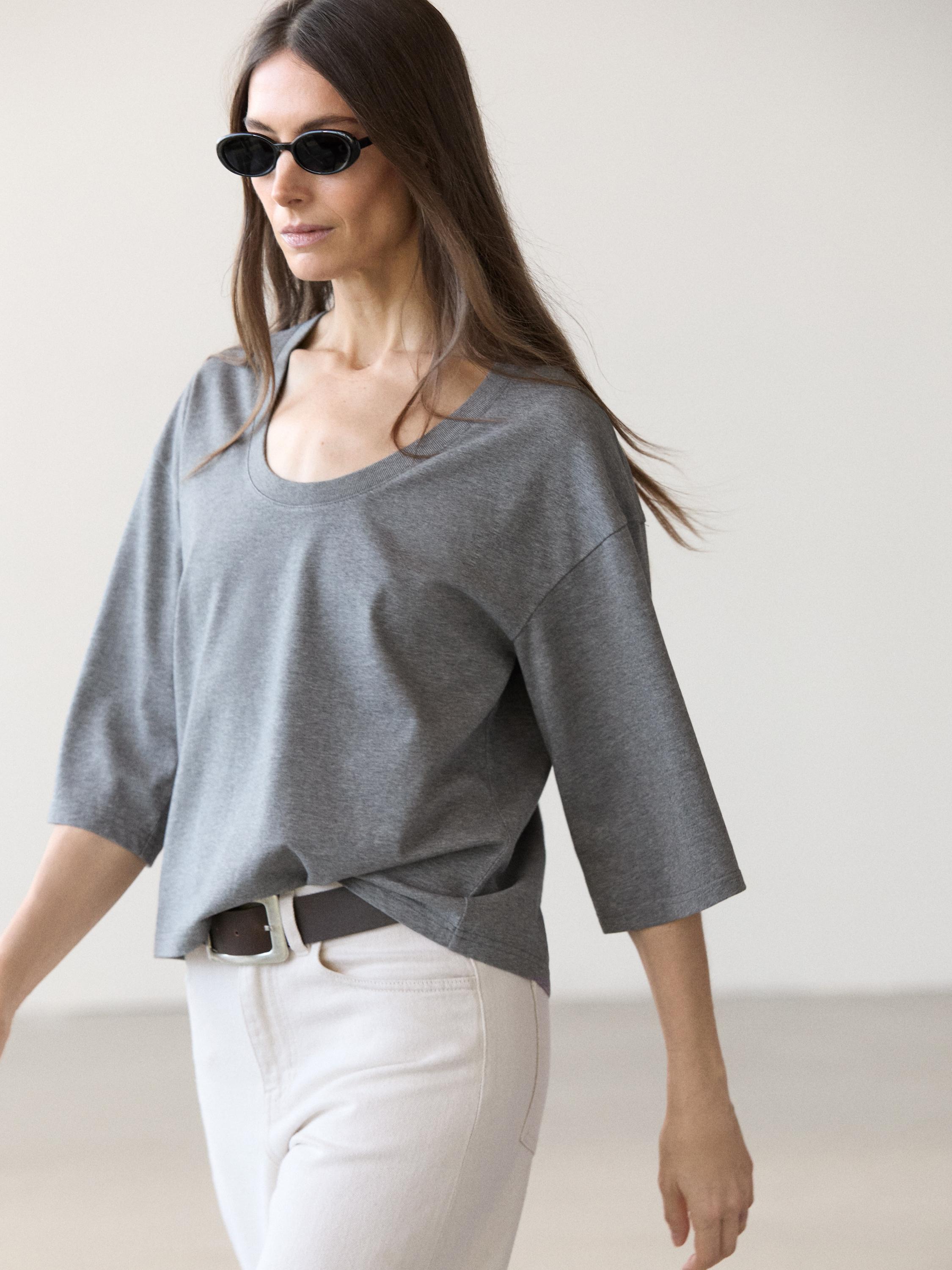 Pot yaka %100 pamuklu t-shirt