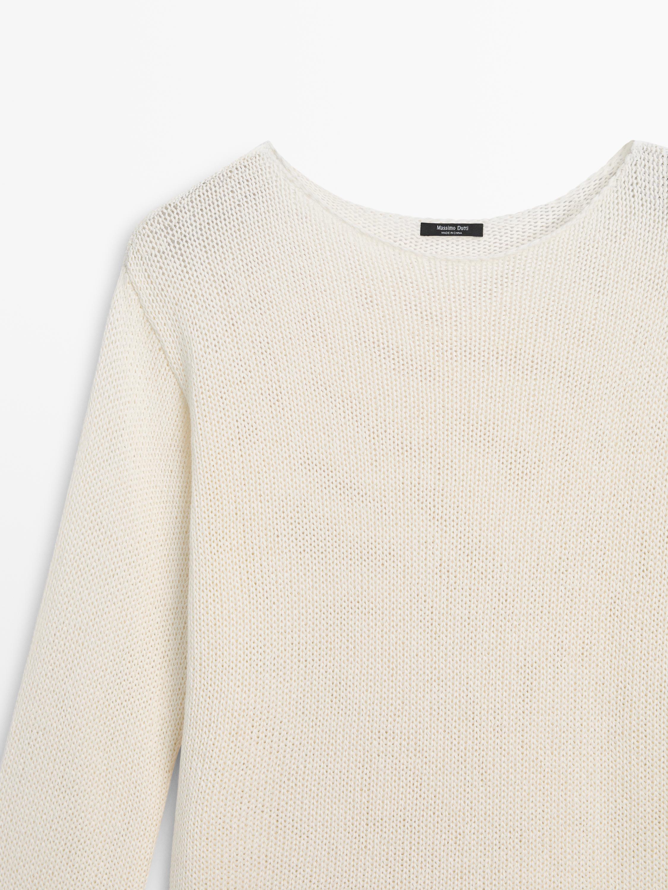 Cotton blend cutwork sweater — CREAM