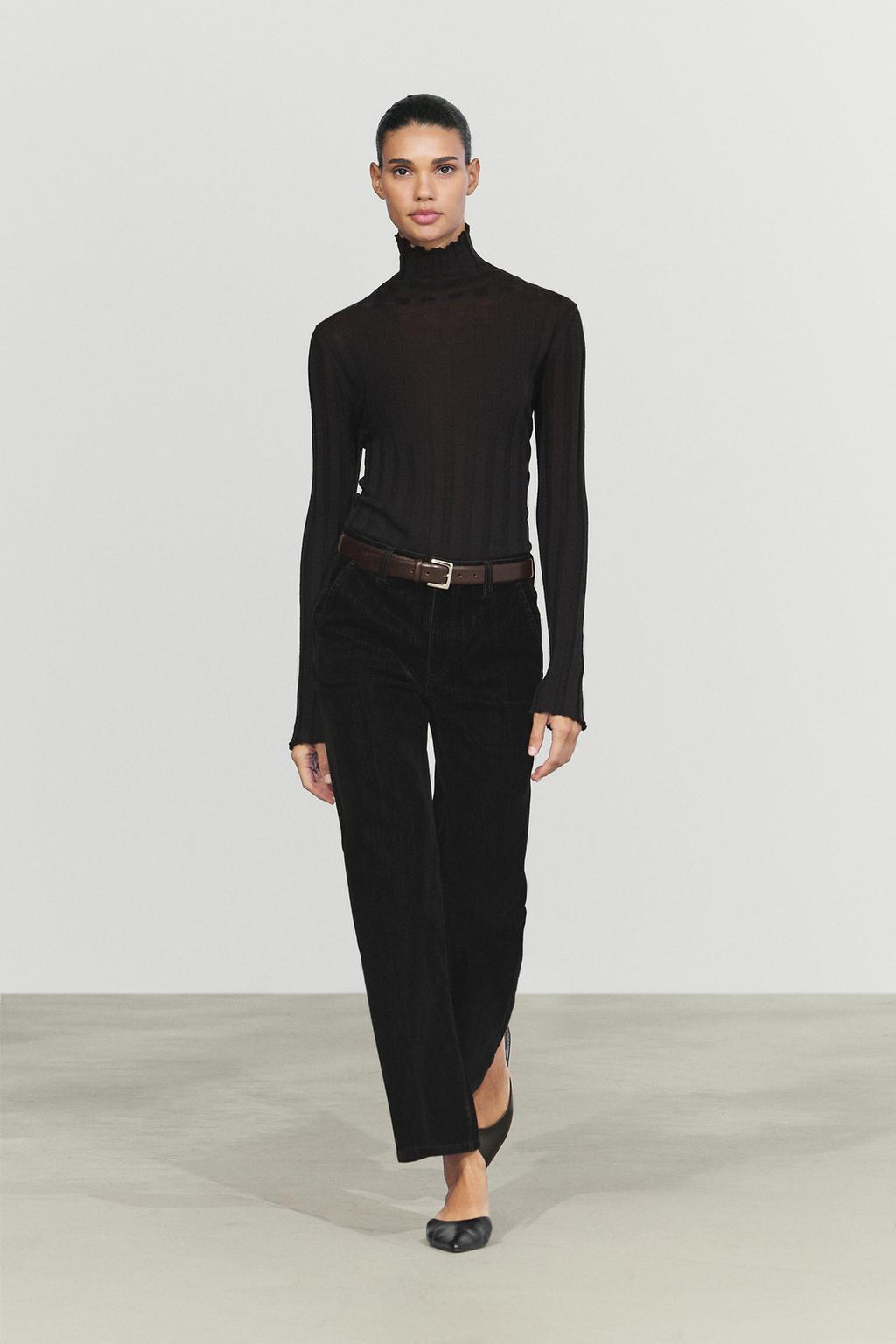Massimo Dutti Orta belli qısa flar cins şalvar, flok çapı ilə