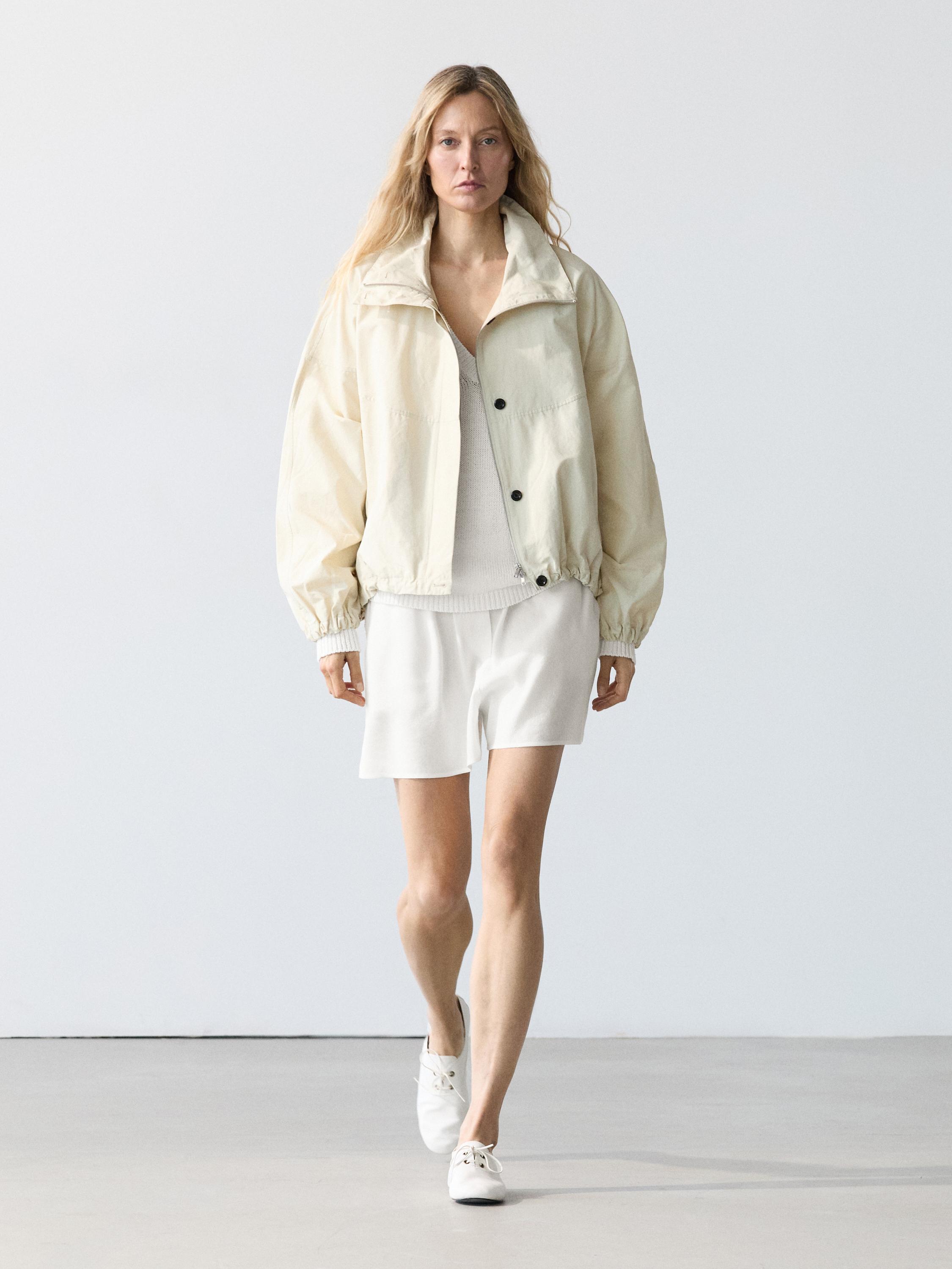 Linen blend total look short Bermuda shorts — Off white