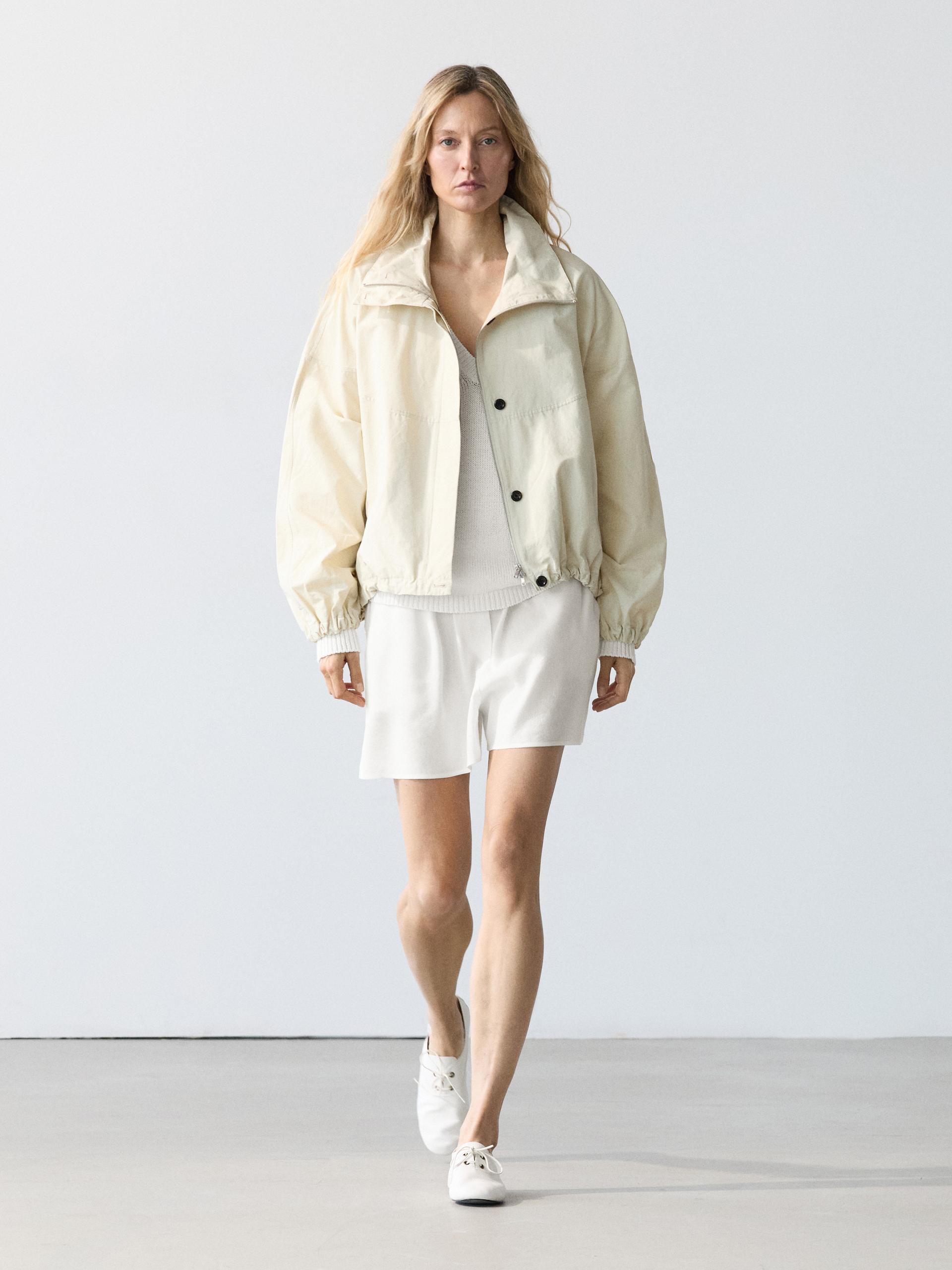 Total Look Linen Bermuda Shorts - Bianco Roto - S - Massimo Dutti - Femminile
