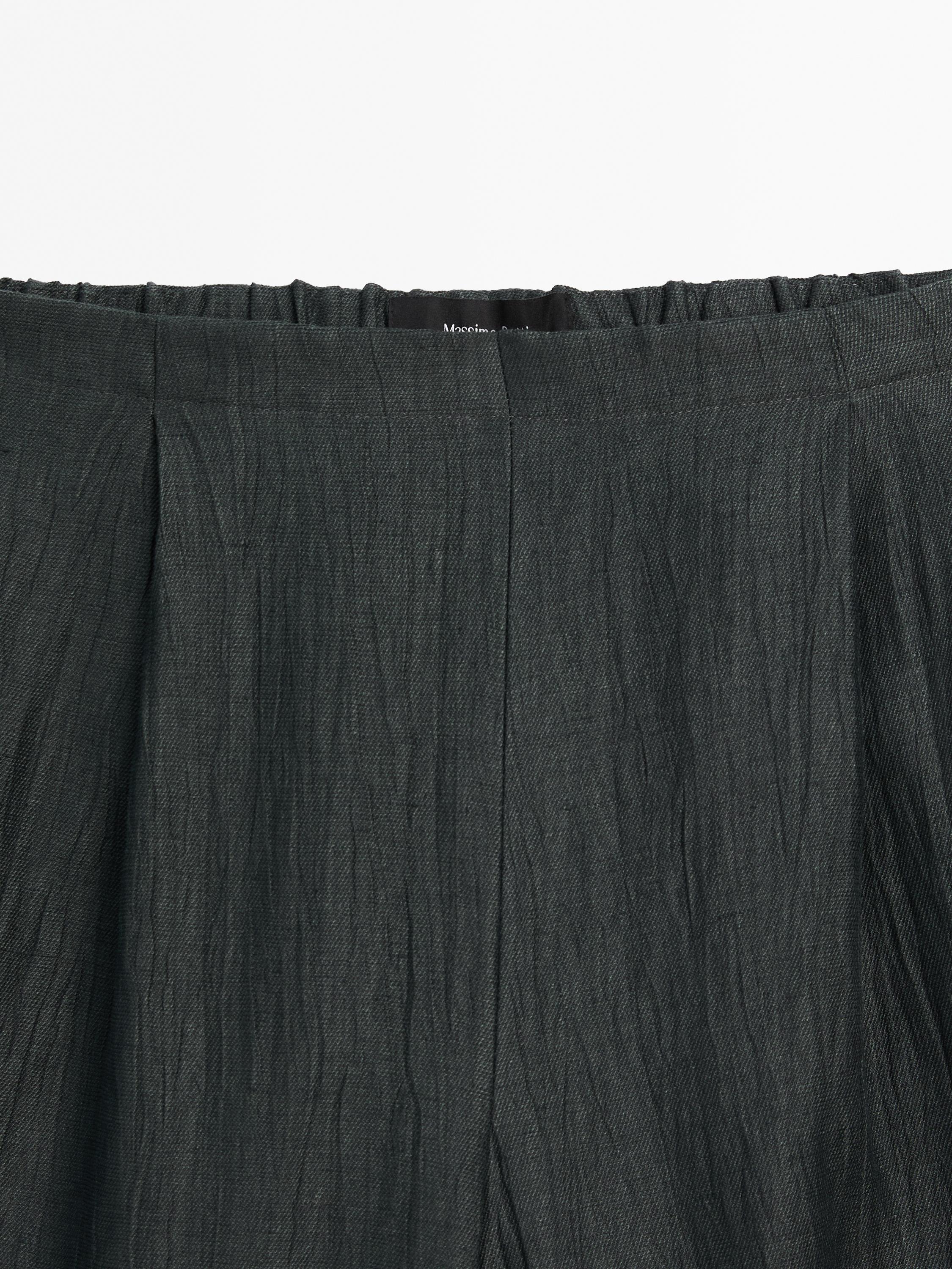 Wide-leg linen blend trousers