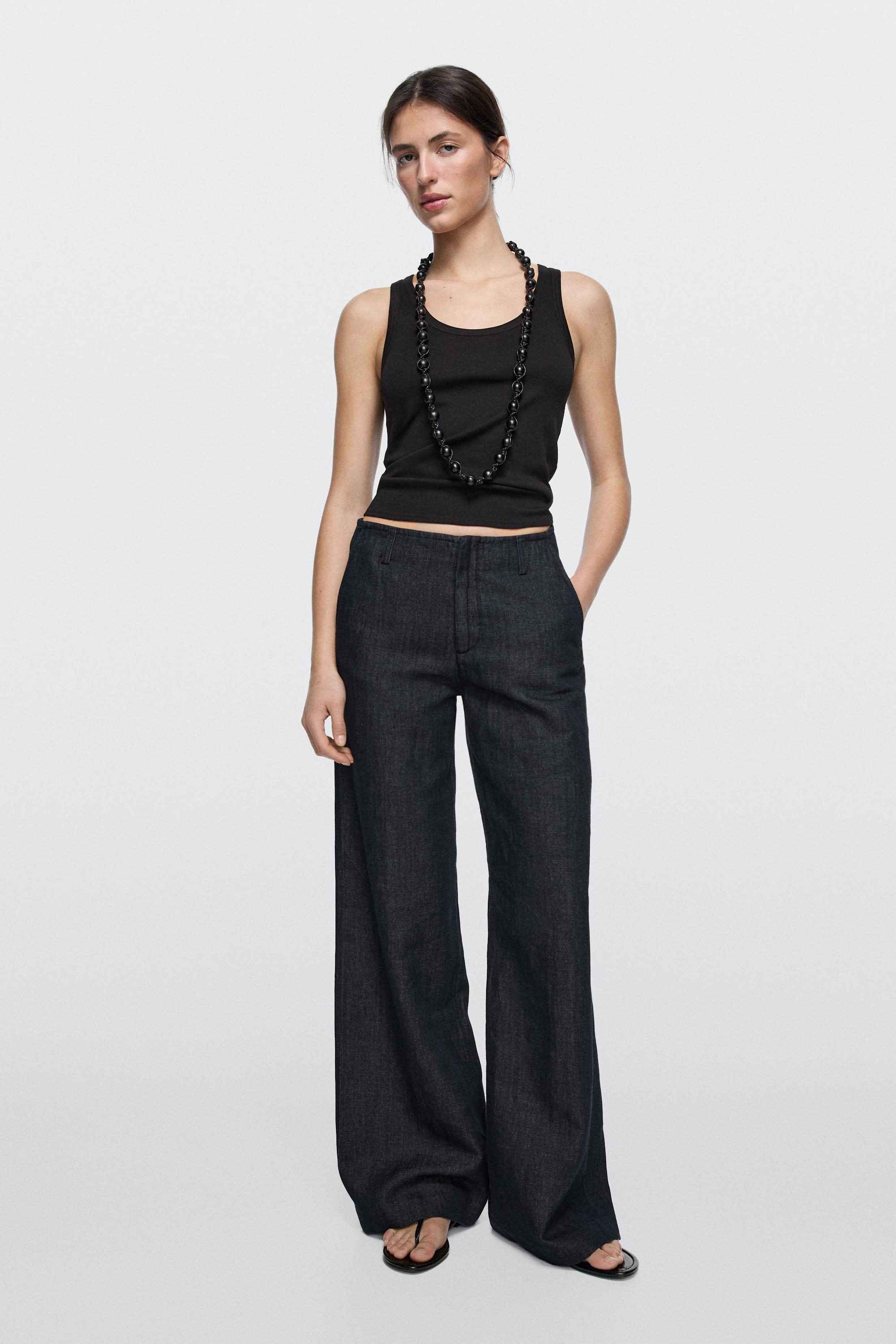 Hose Wide-Leg mit Leinen