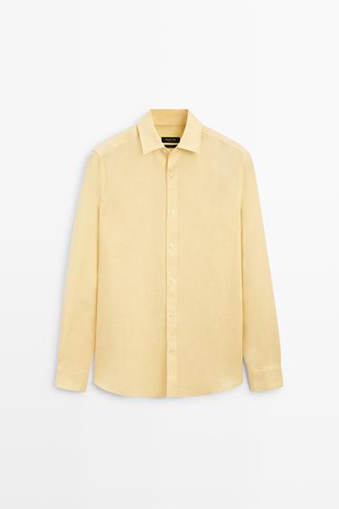 100% linen slim fit shirt — YELLOW 2