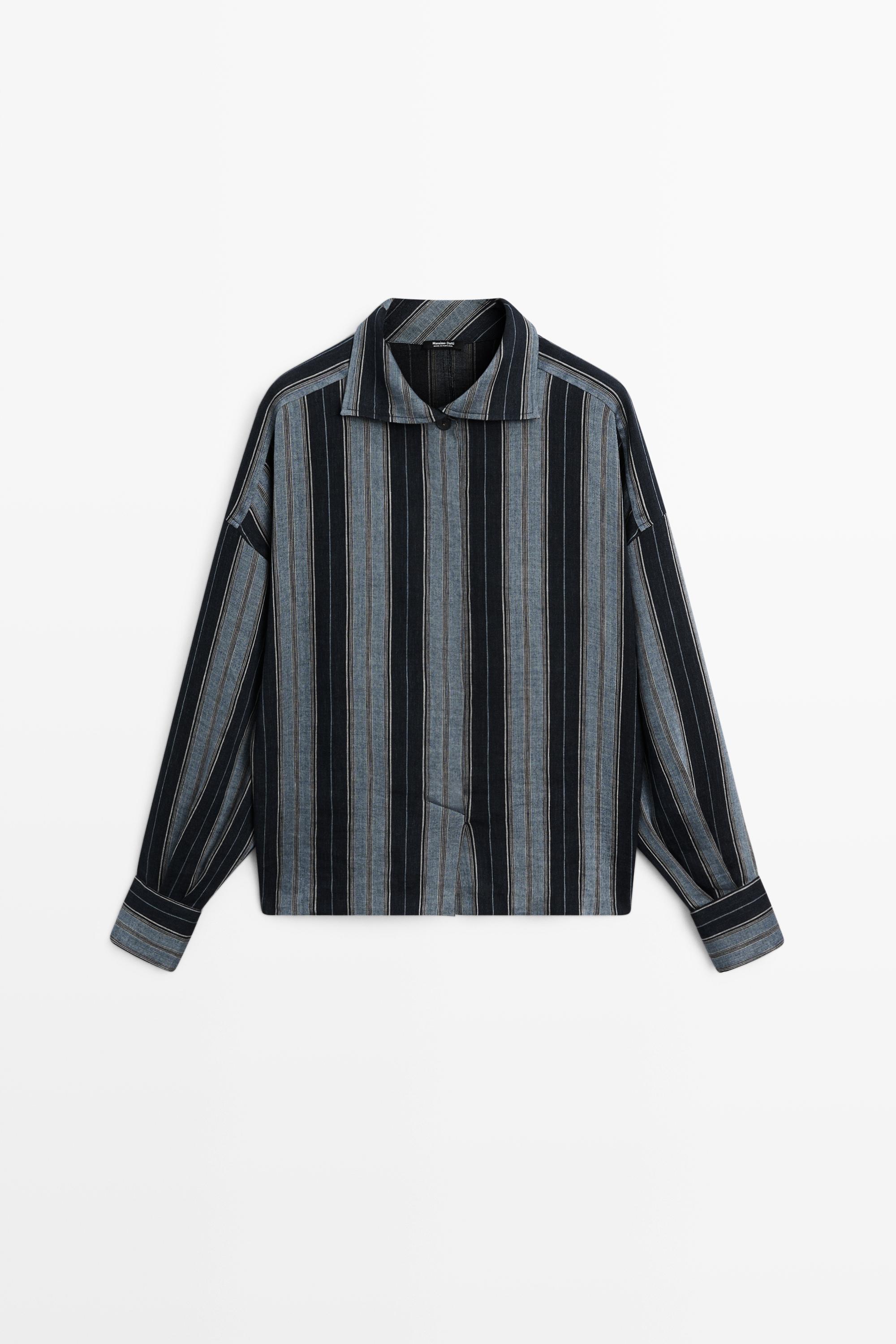 Striped flowing cotton linen shirt