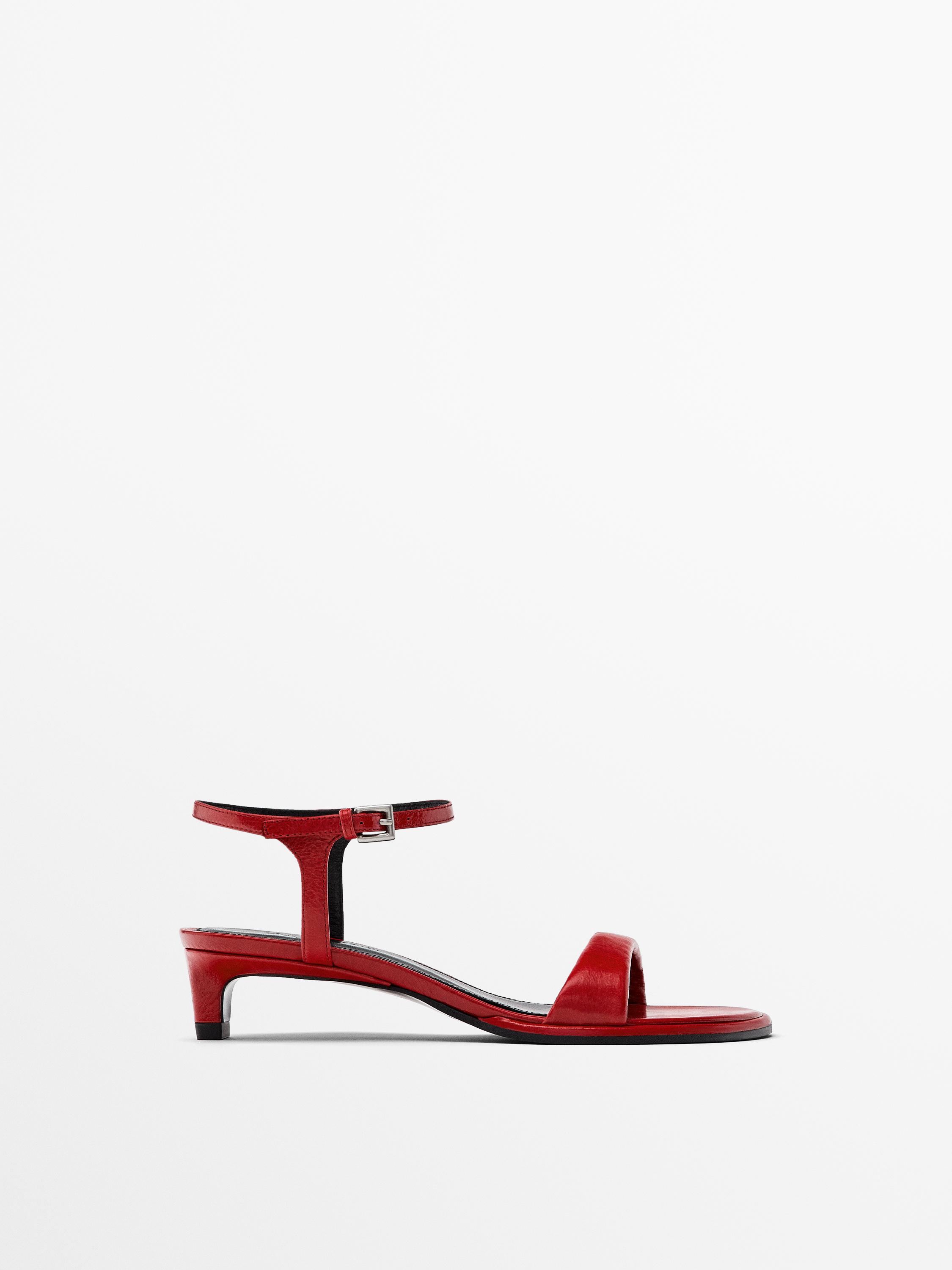 Red heeled sandals