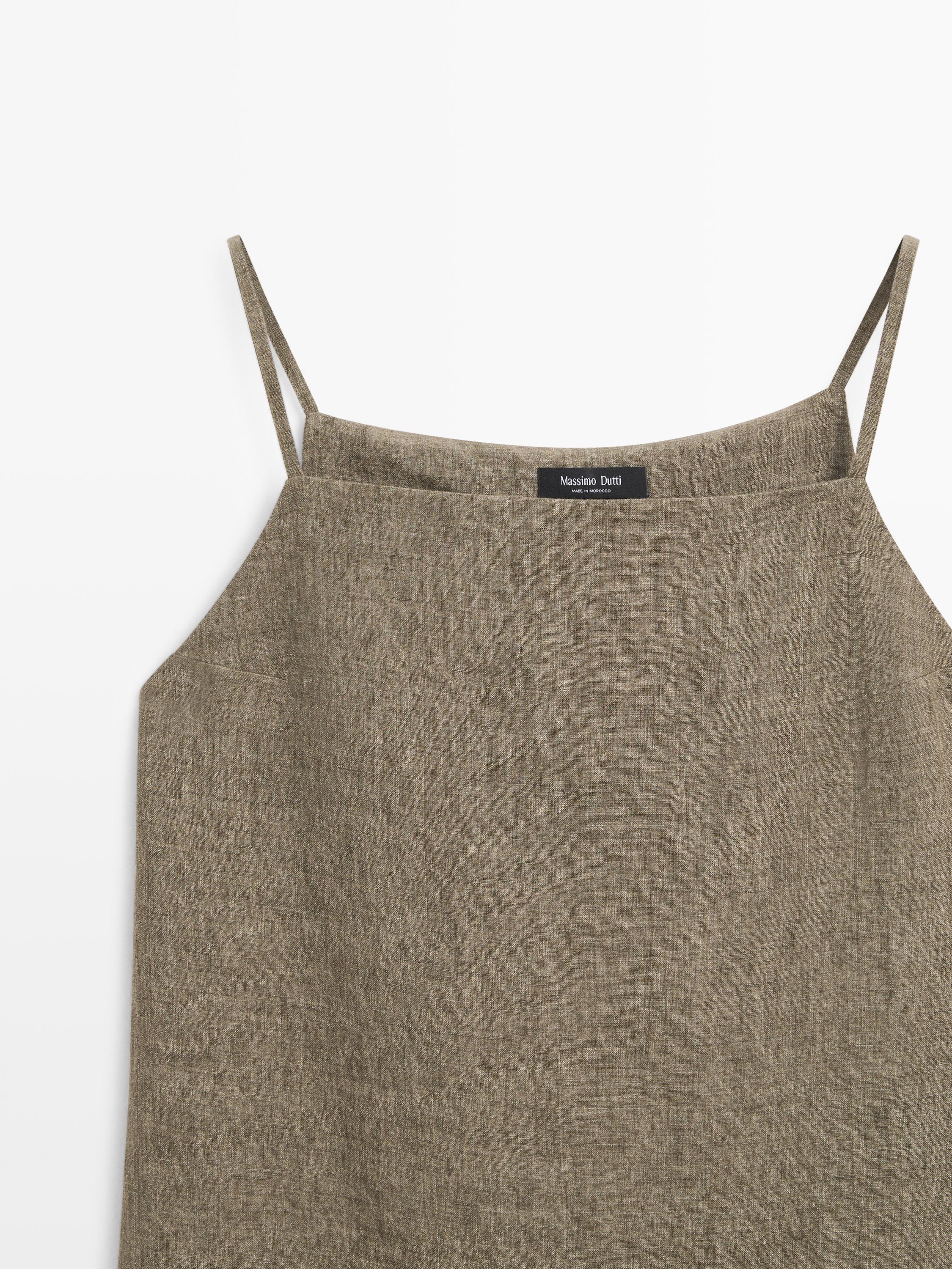 100% linen short dress