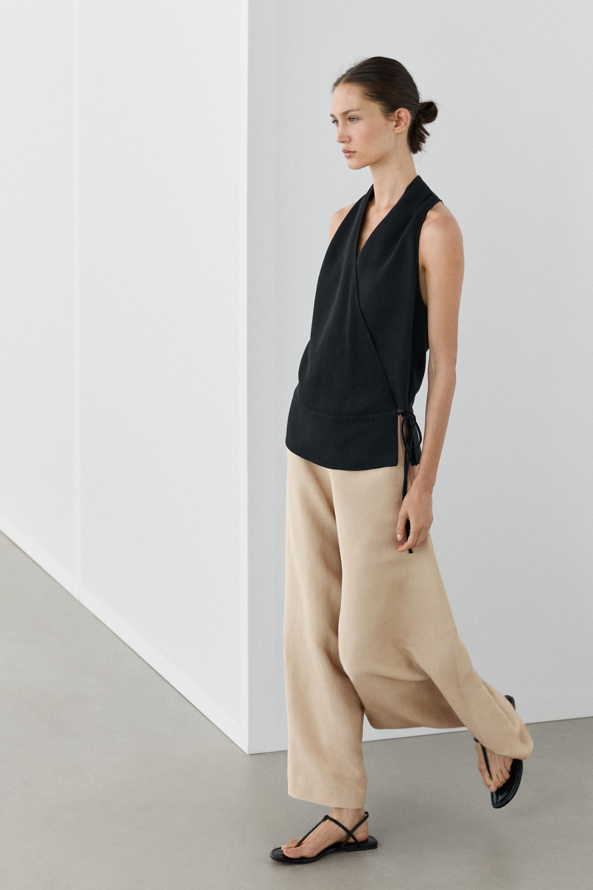 Wide-leg voluminous trousers — BEIGE