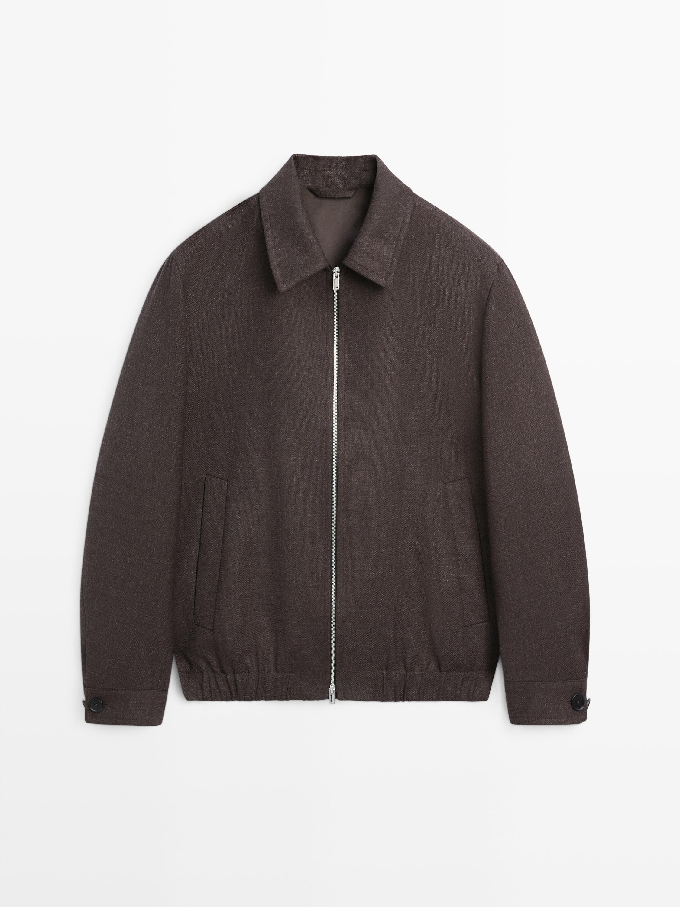 100% wool zip-up bomber jacket