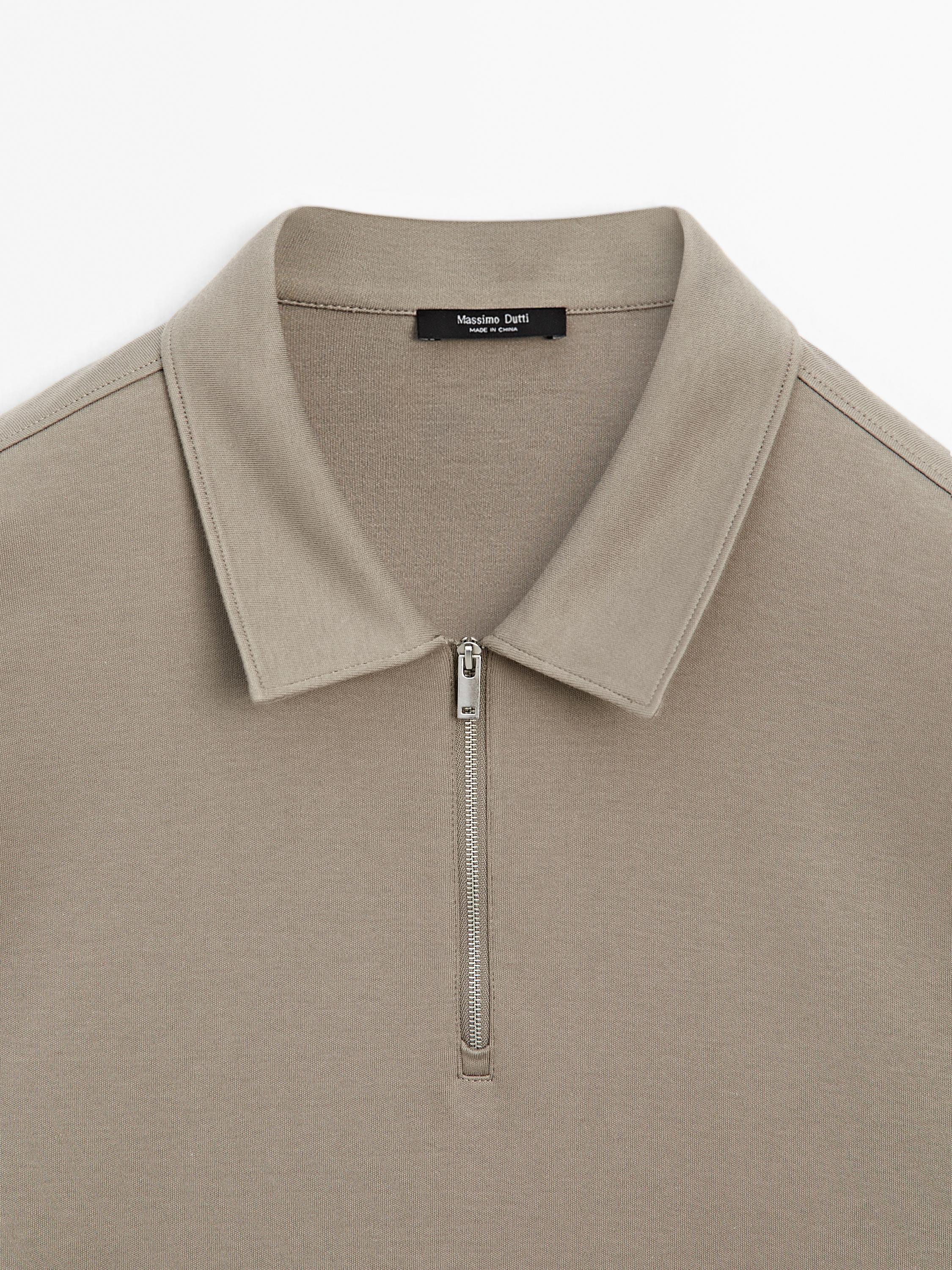 Long sleeve zip-up polo shirt
