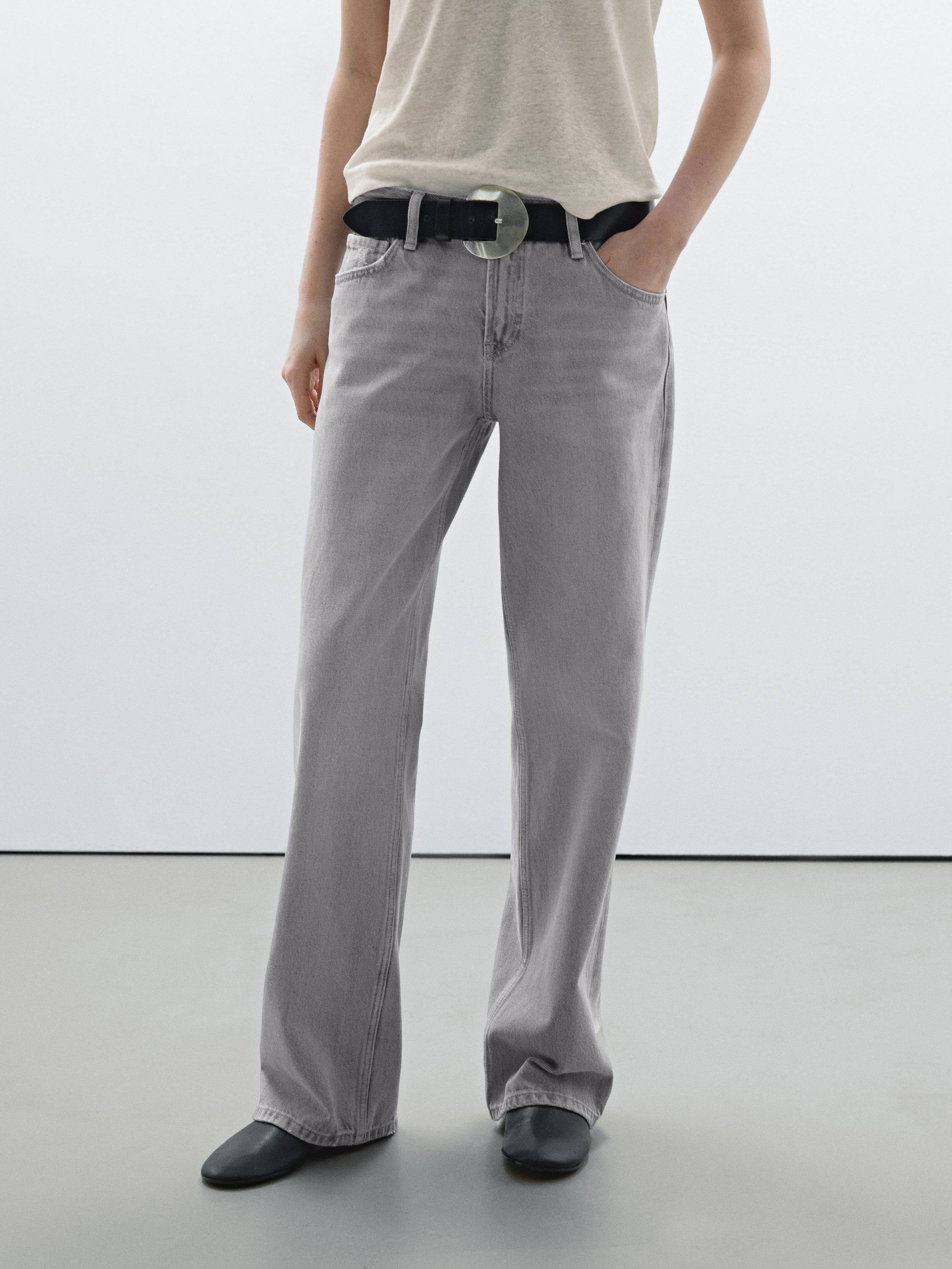 Low-rise straight-leg jeans