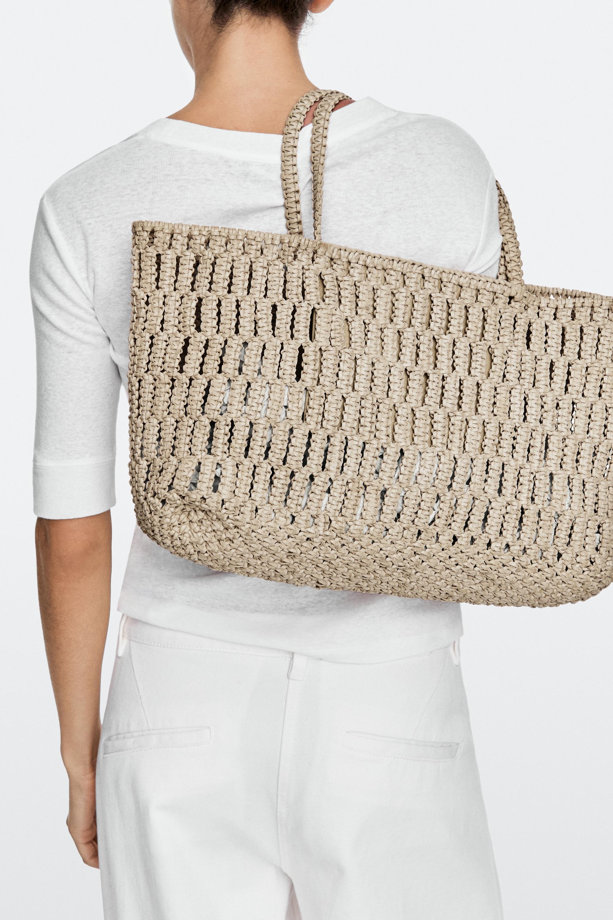 Braided nappa leather shopper bag — WHITE