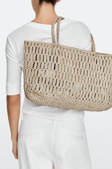 Braided nappa leather shopper bag — WHITE 5