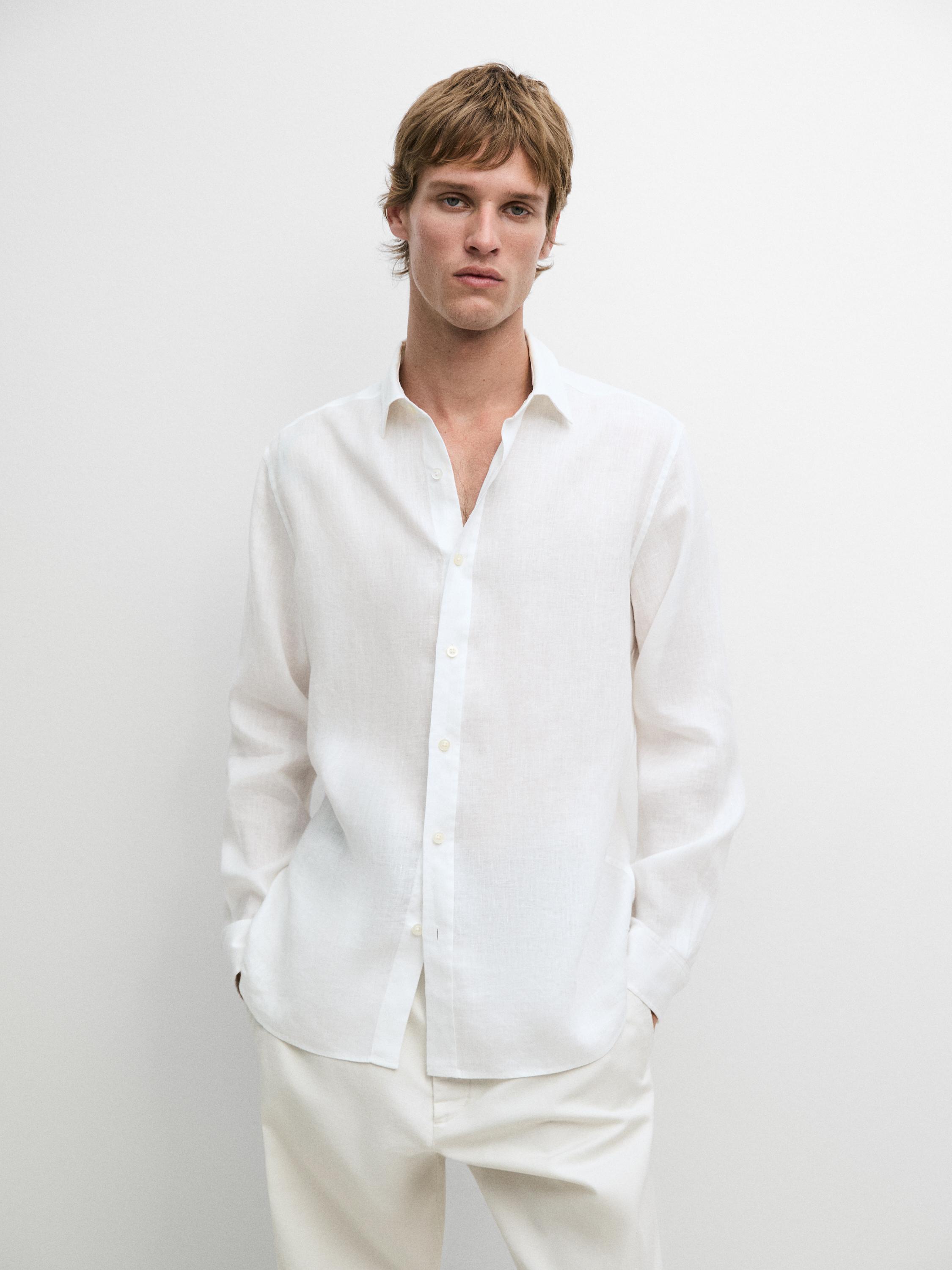 Slim fit 100% linen shirt