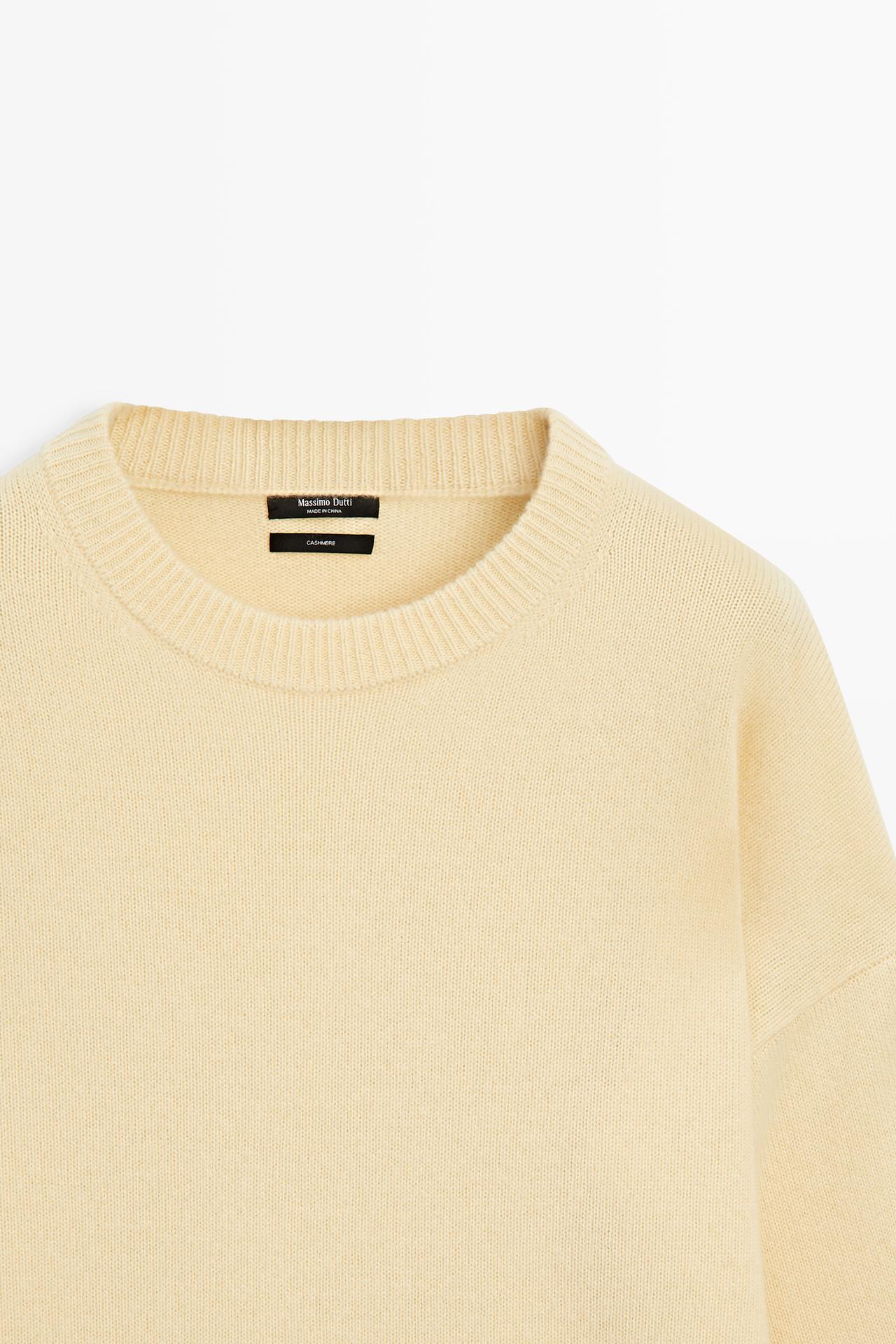 100% cashmere oversize knit sweater — Vanilla