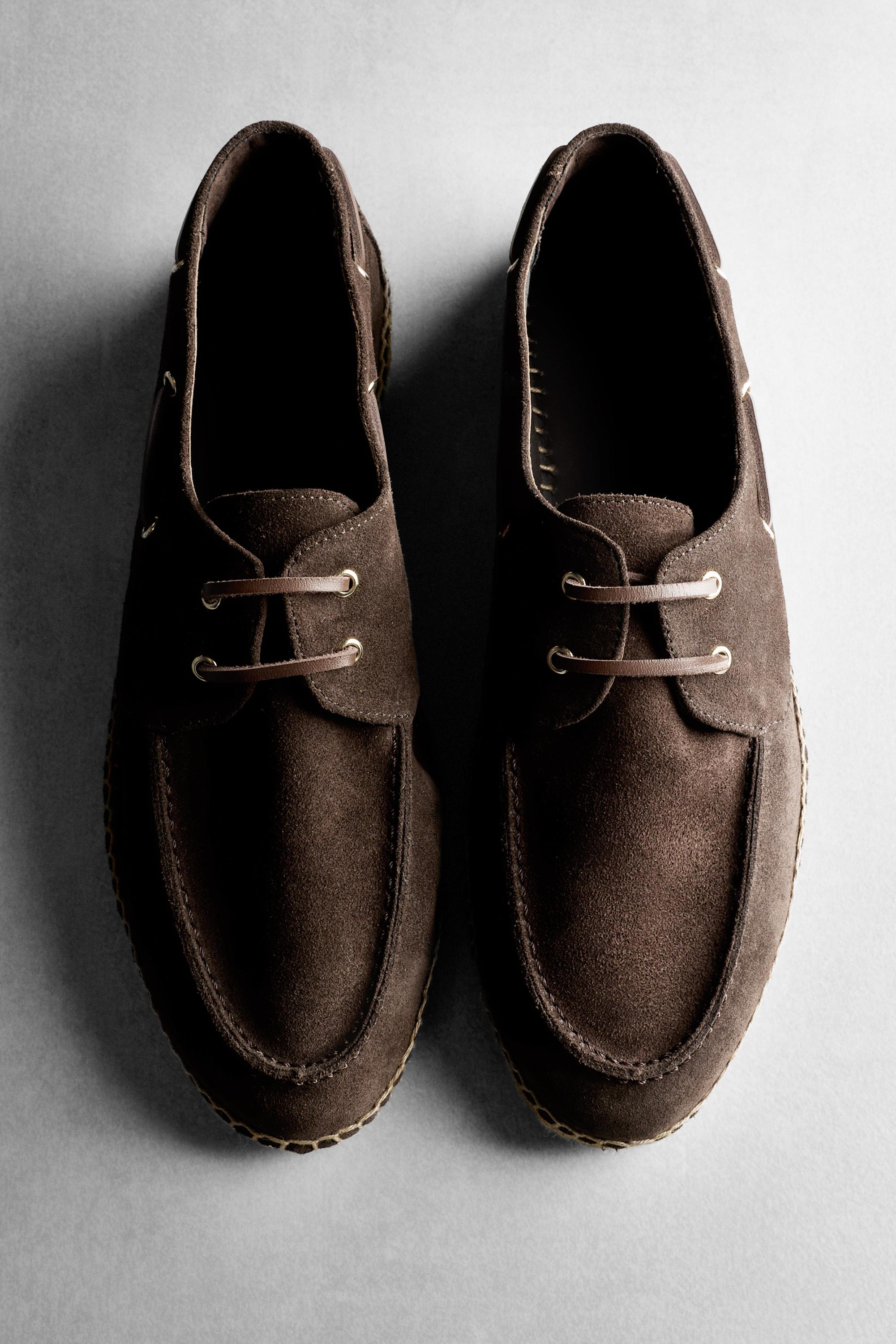Jute sole deck shoes — BROWN