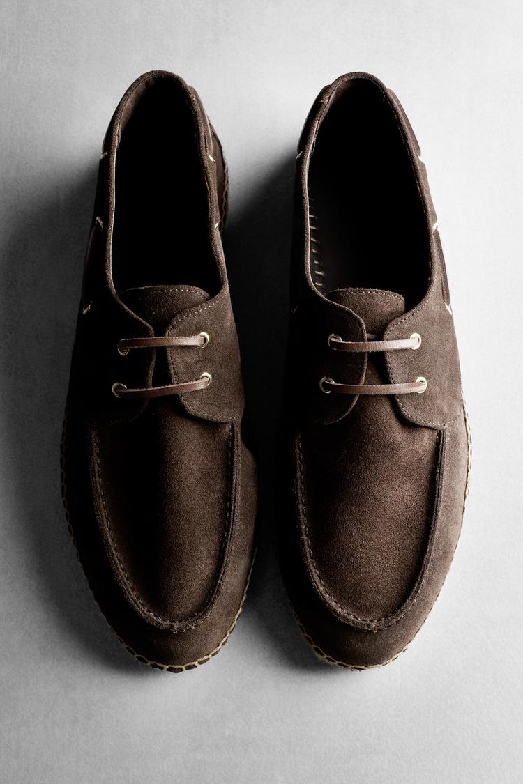 Jute sole deck shoes — BROWN