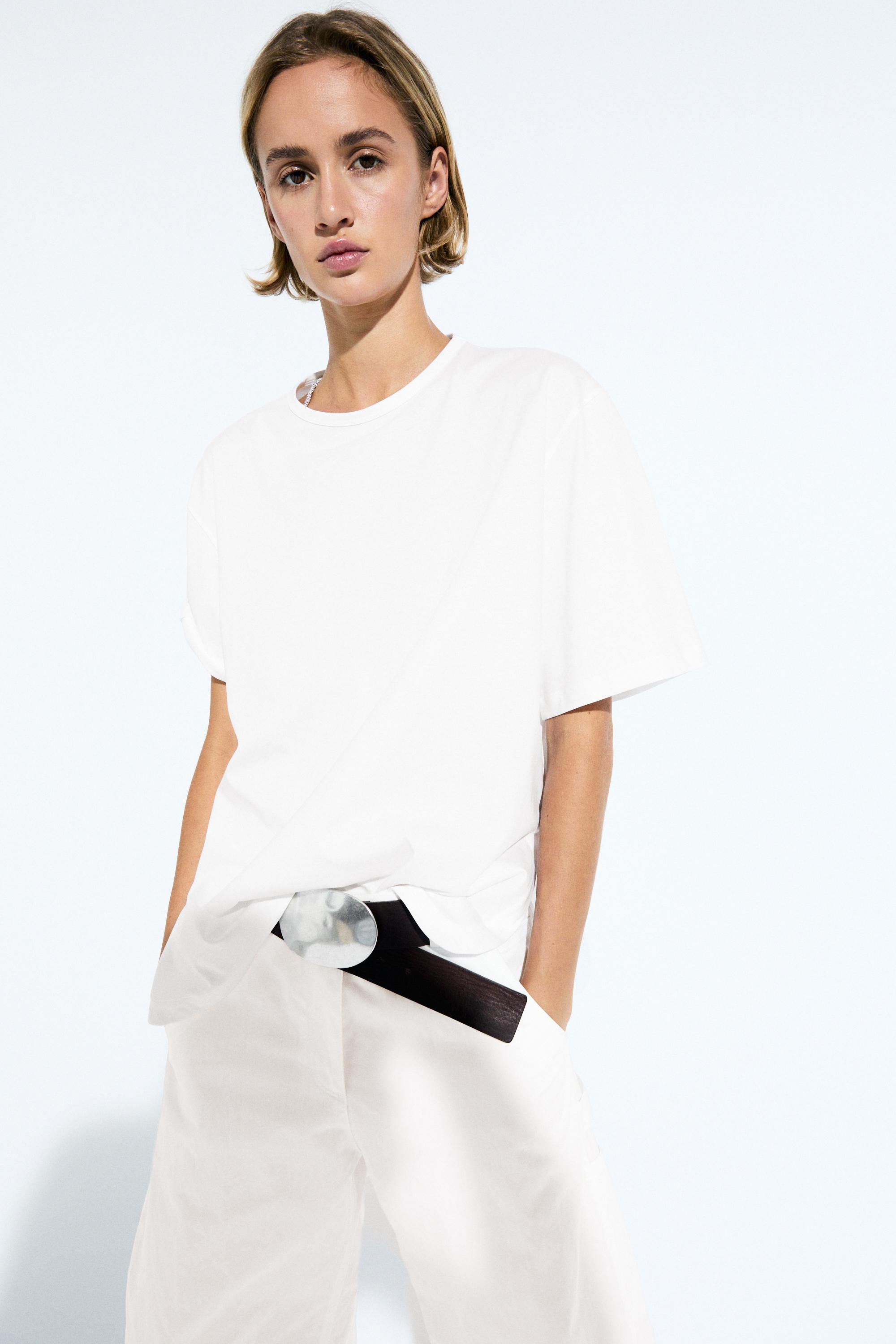 Flowing 100% cotton T-shirt — WHITE