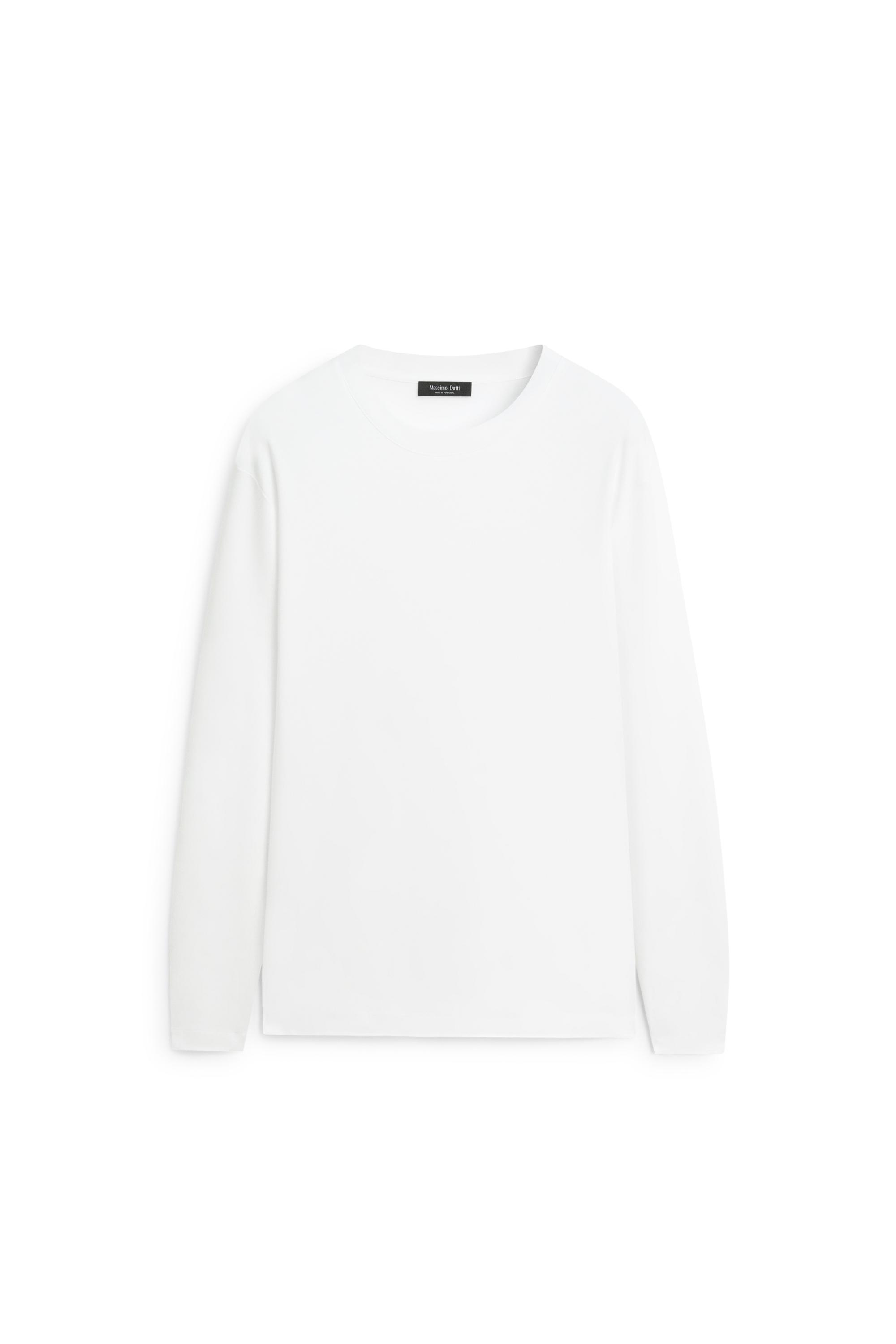 100% cotton long sleeve T-shirt — WHITE