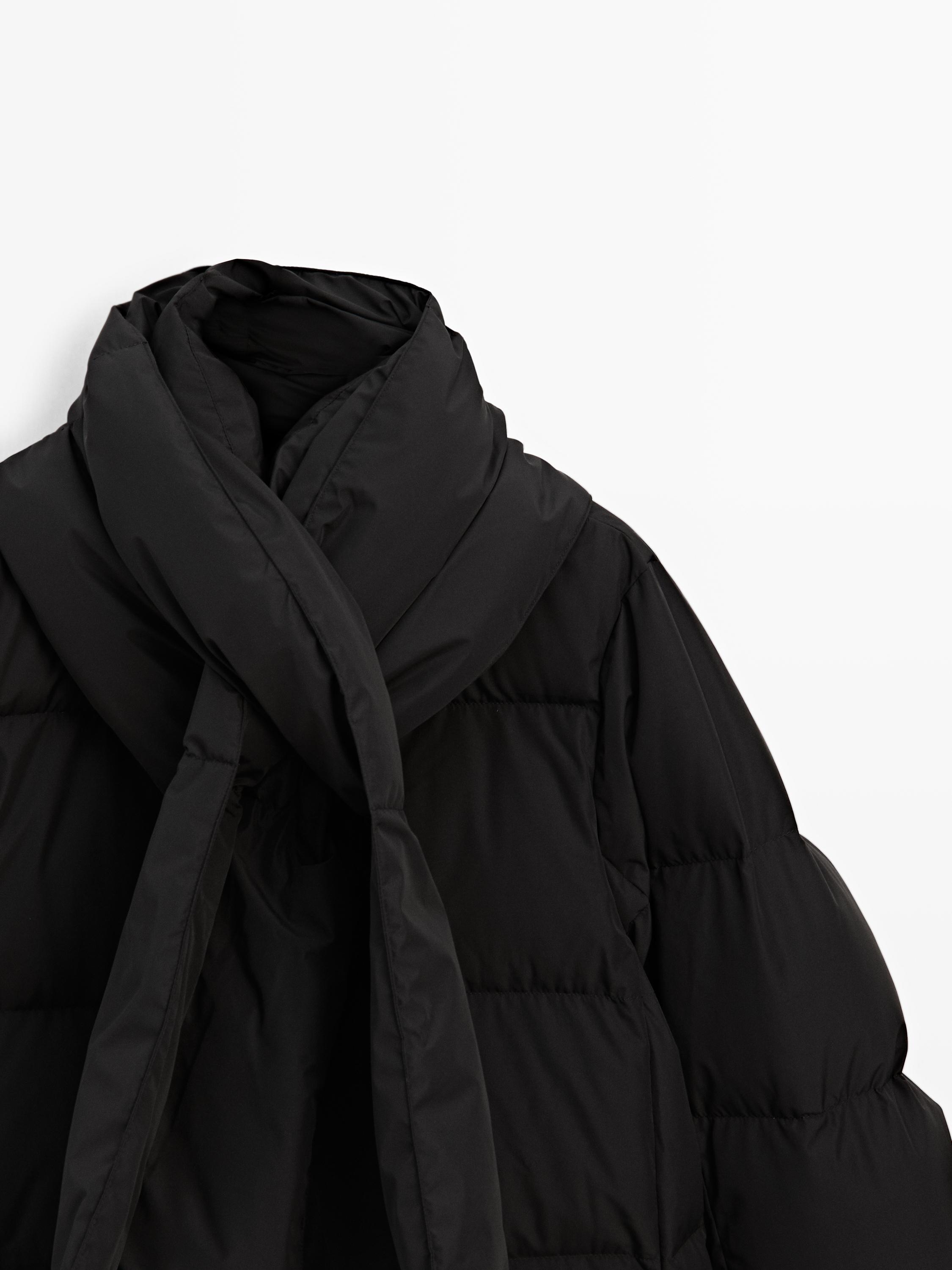 Water-repellent puffer jacket — BLACK