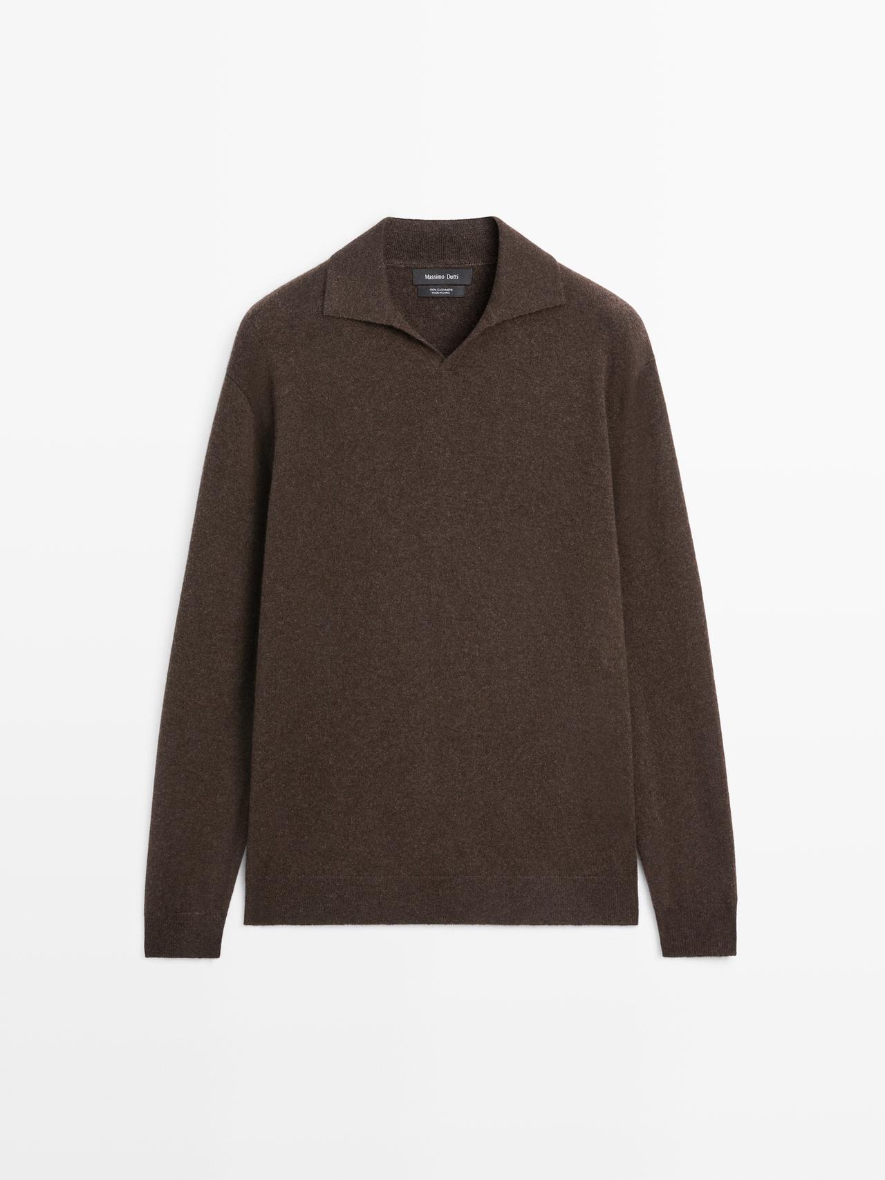 Massimo Dutti - Heren - Kasjmier Tricot Trui Met Polokraag - Vigoré Bruin - M