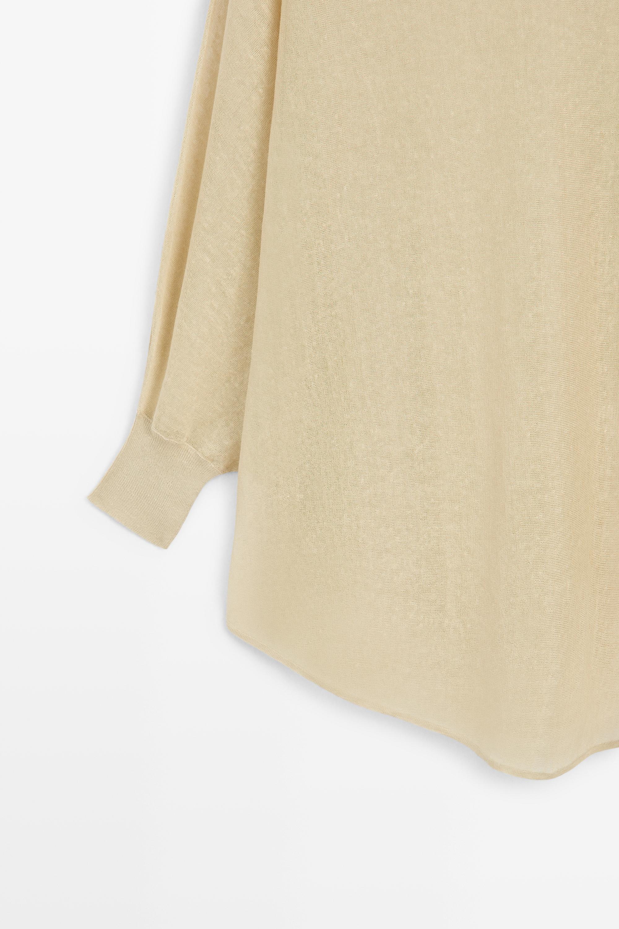 Linen blend flowing cape-style sweater — SAND (alternate view)