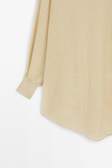 Linen blend flowing cape-style sweater — SAND 7